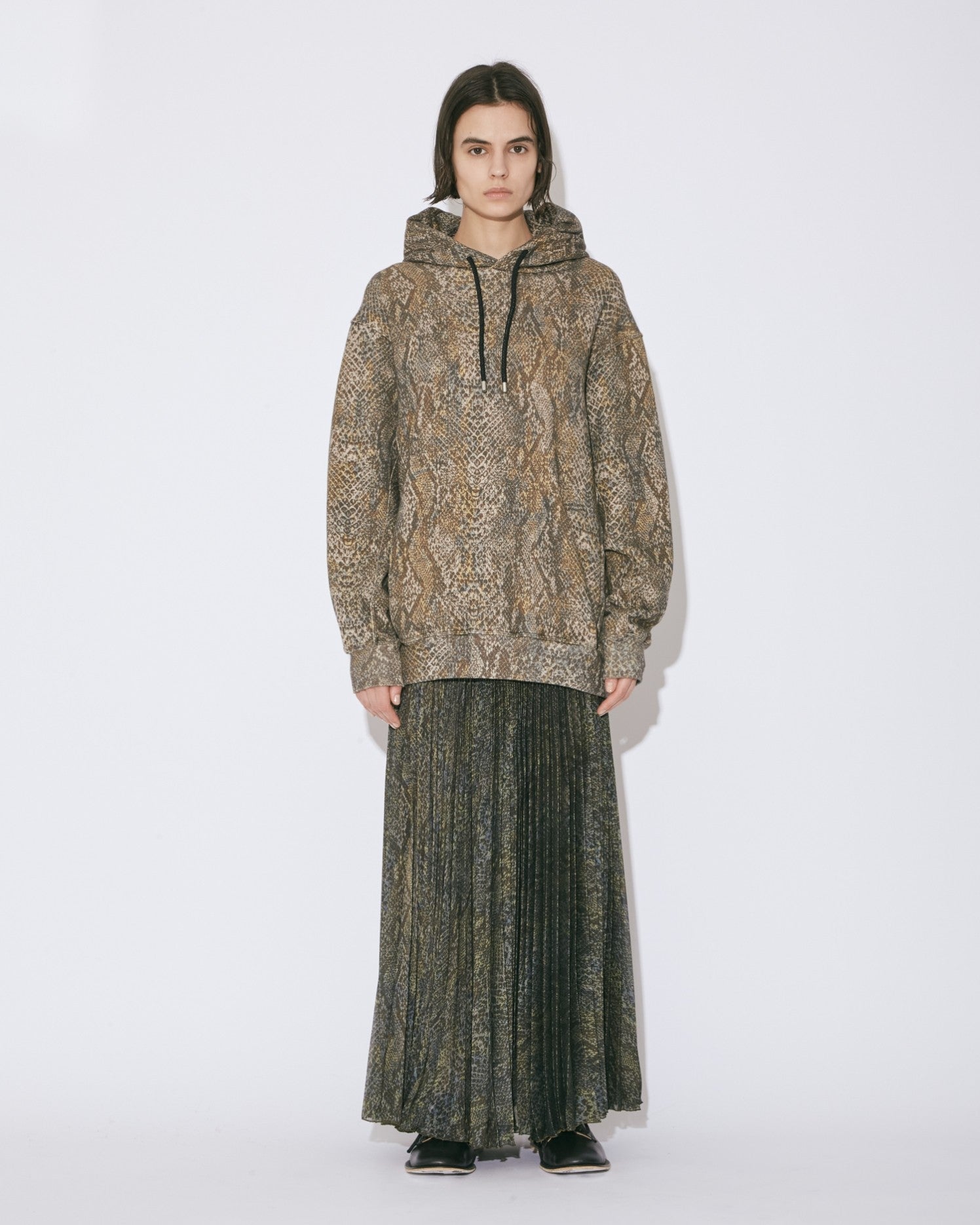 python print chiffon pleats skirt