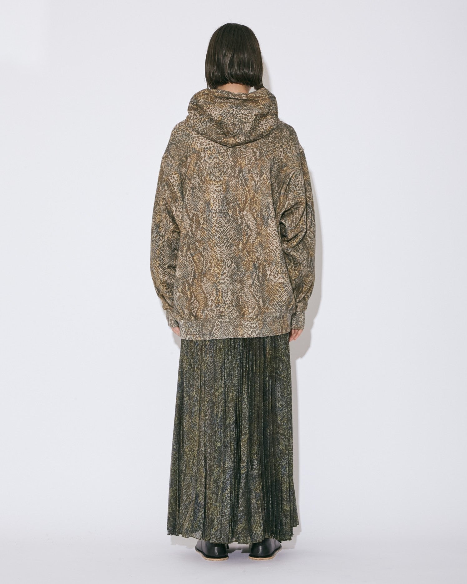 python print chiffon pleats skirt