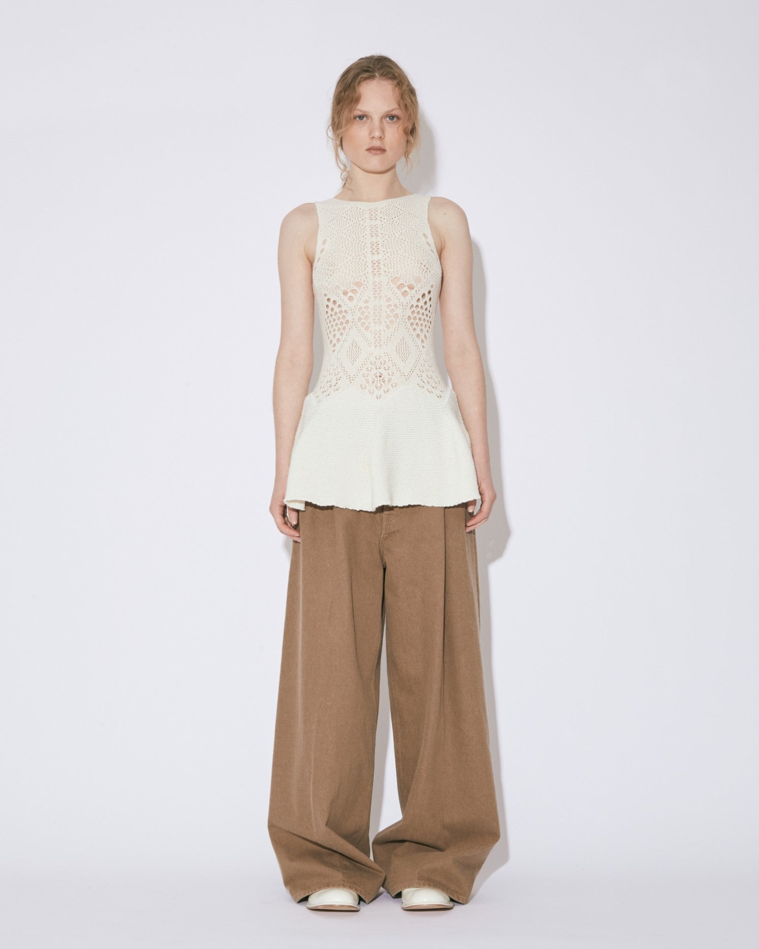 stretchy lace knitted tunic top