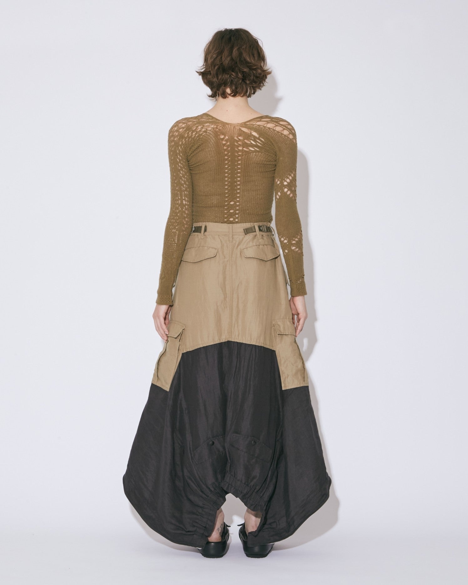 stretchy lace knitted double-end top