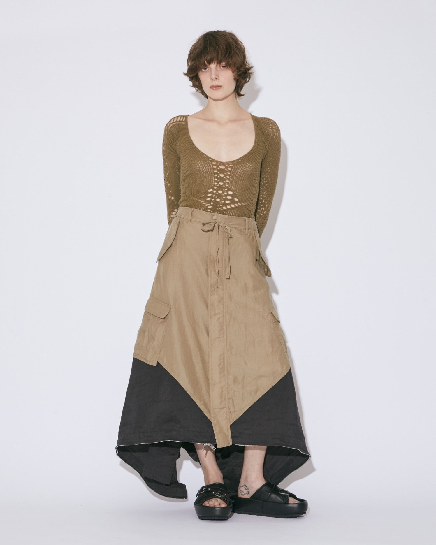 stretchy lace knitted double-end top