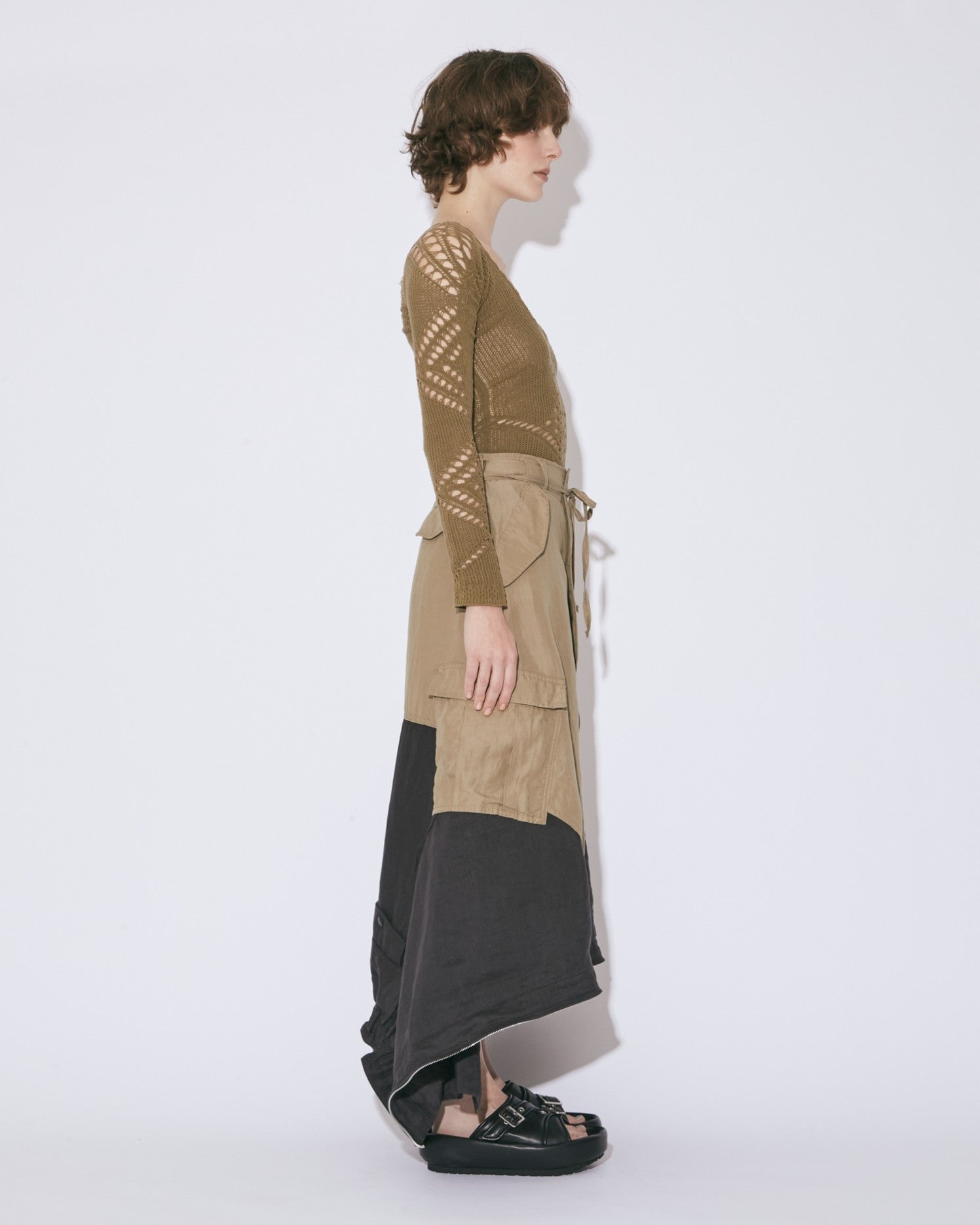 stretchy lace knitted double-end top