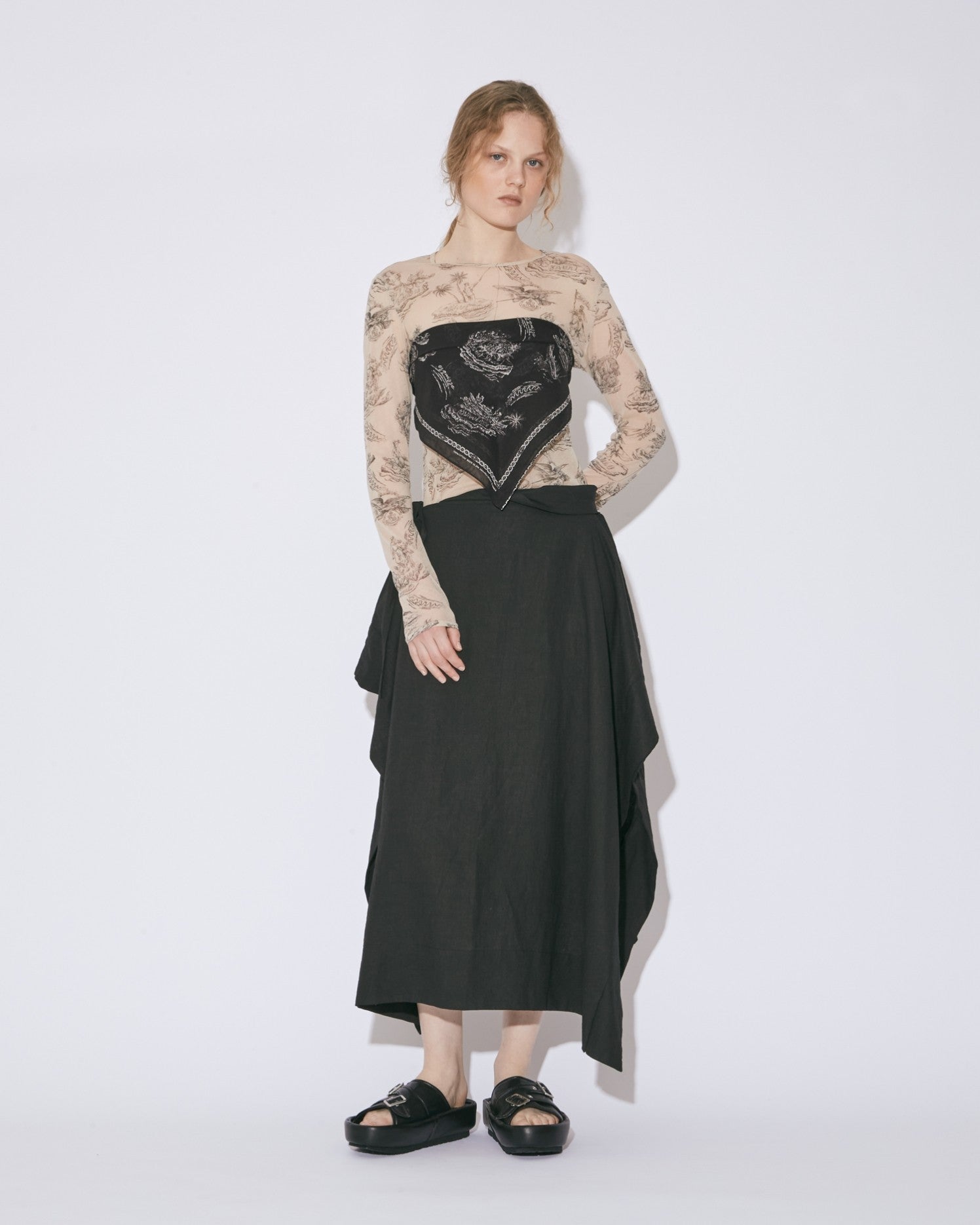 coating linen bound placket skirt