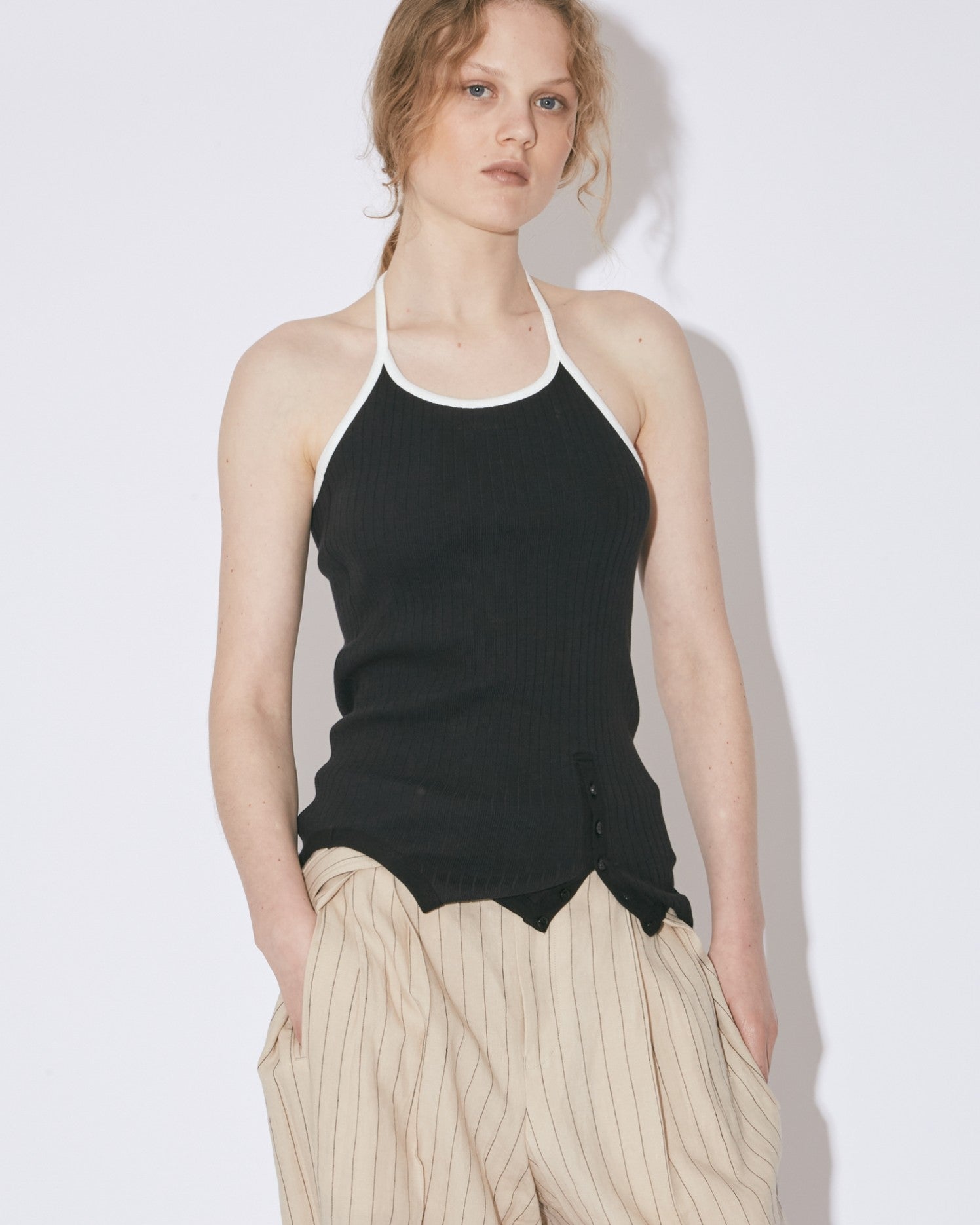 double-end remove needle rib tank top