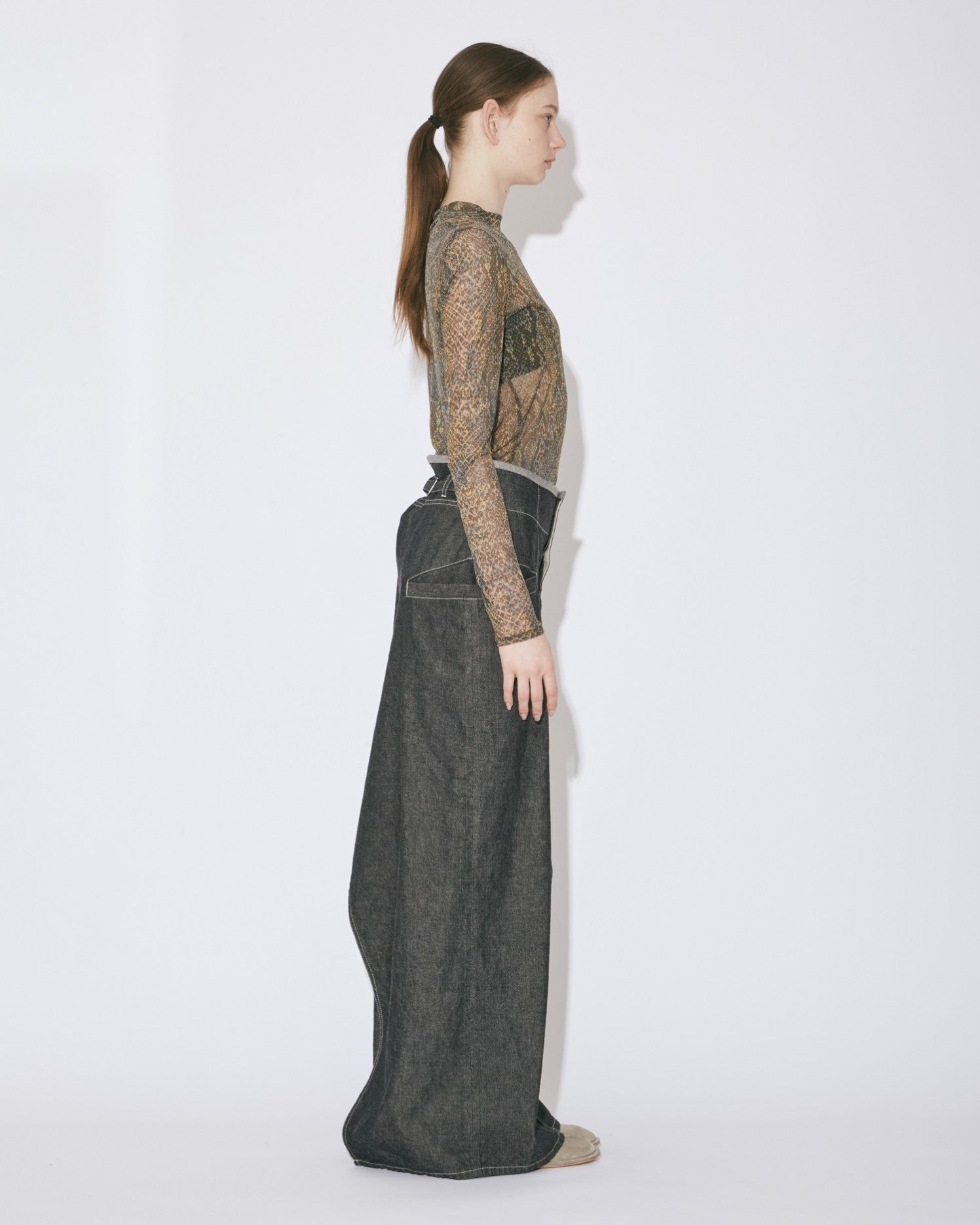 sheer python printed jersey high neck top