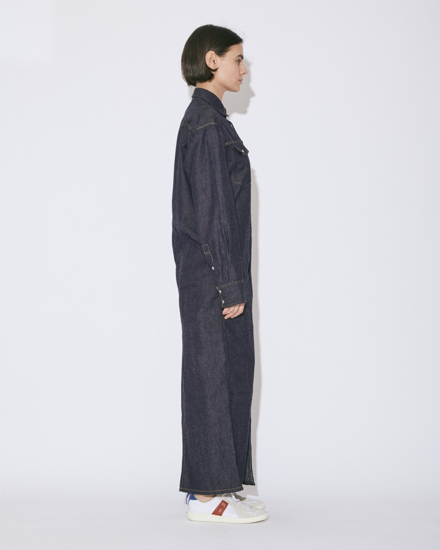 dungaree denim Vshaped shirt dress