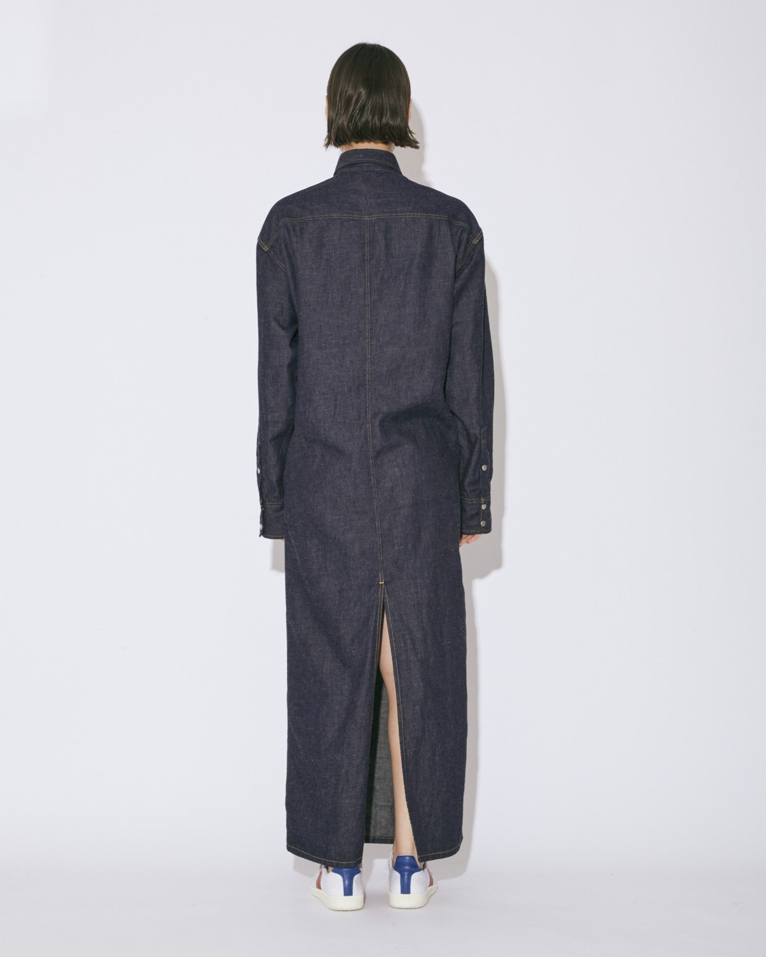 dungaree denim Vshaped shirt dress