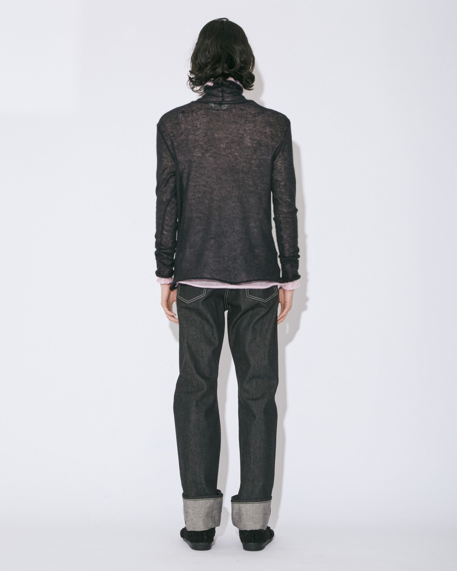 soft mohair Jersey turtle neck top