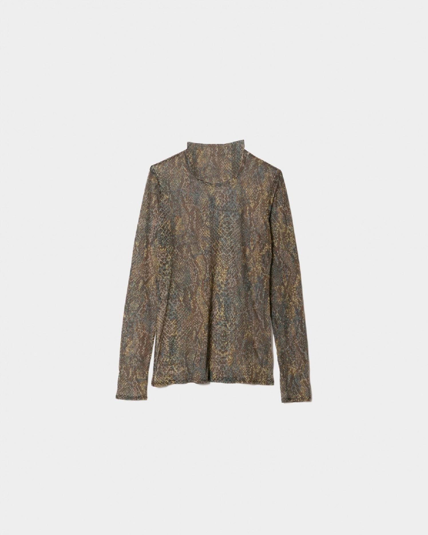 sheer python printed jersey high neck top