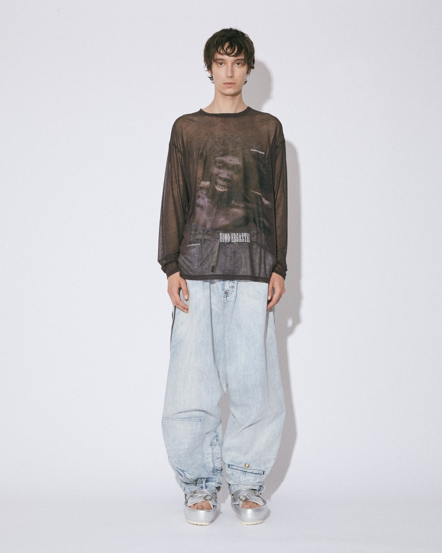 extinct hominin sheer jersey long T