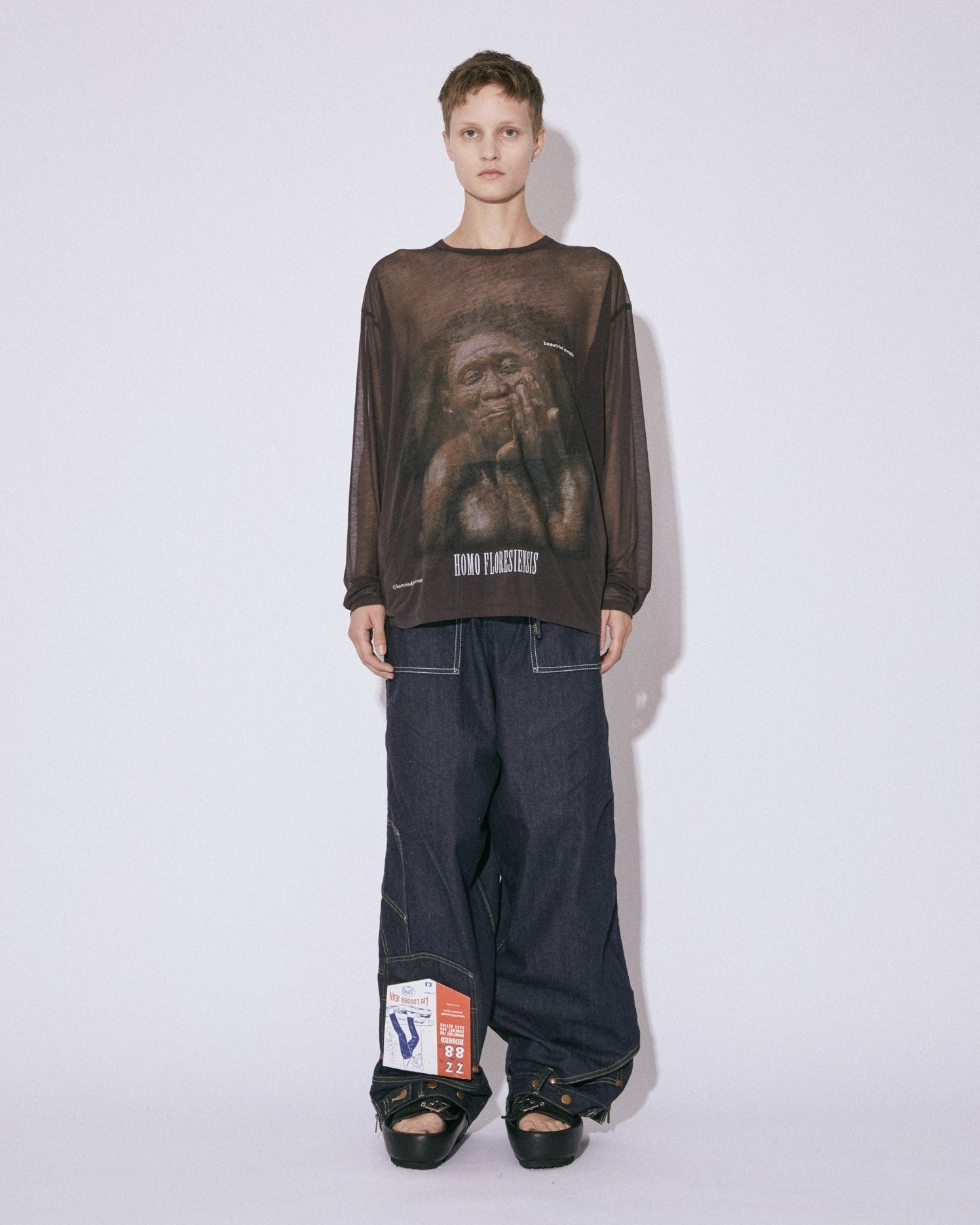 extinct hominin sheer jersey long T
