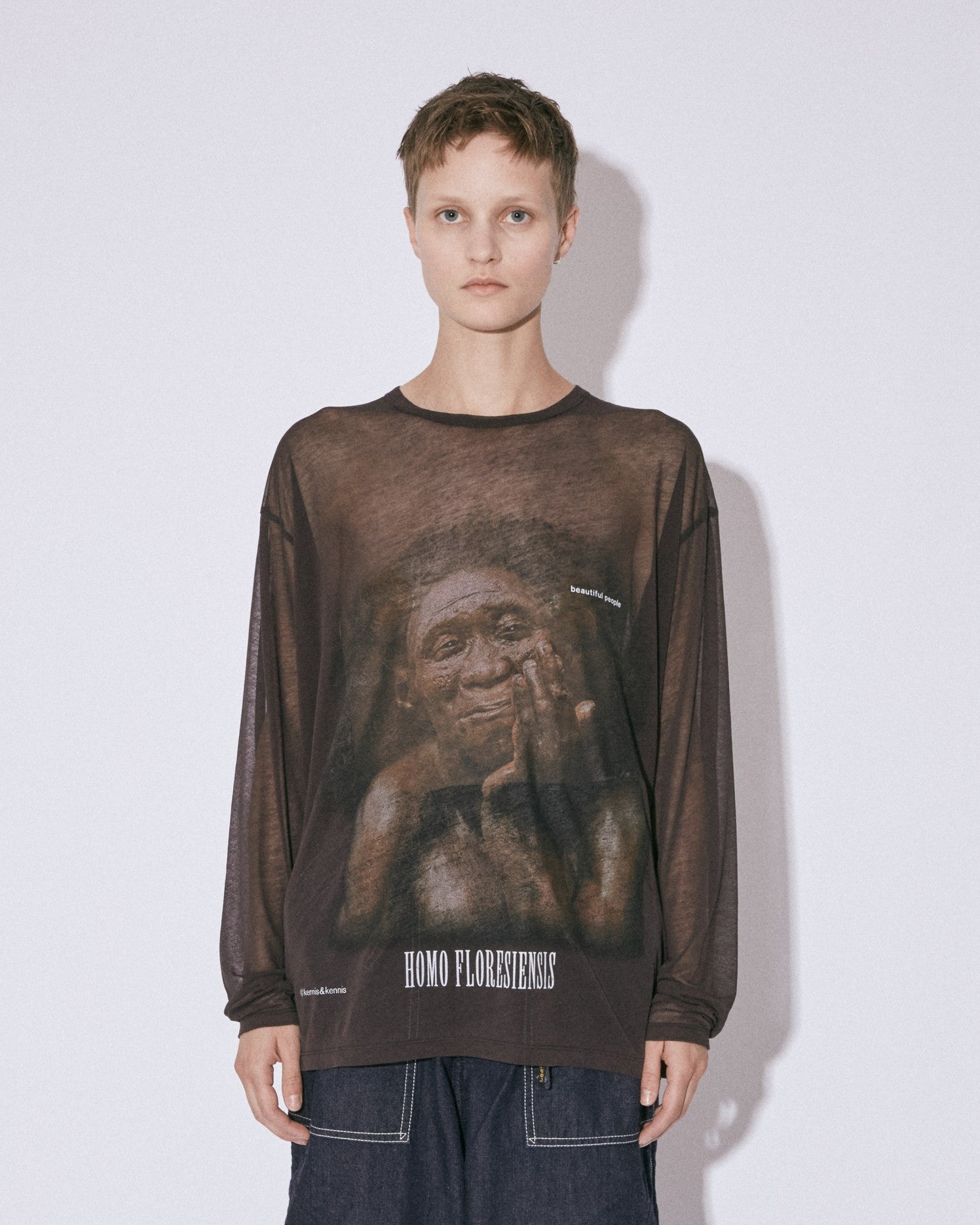 extinct hominin sheer jersey long T