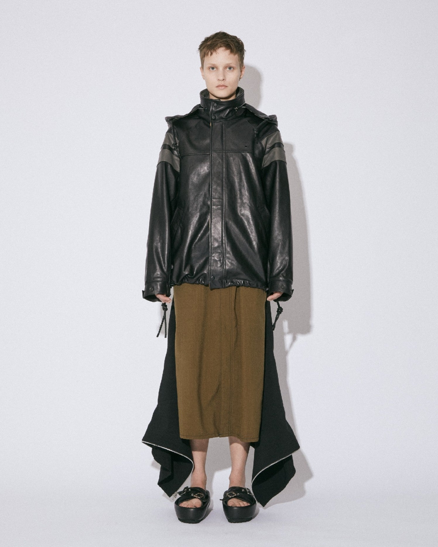 double-end tropical wool flare skirt