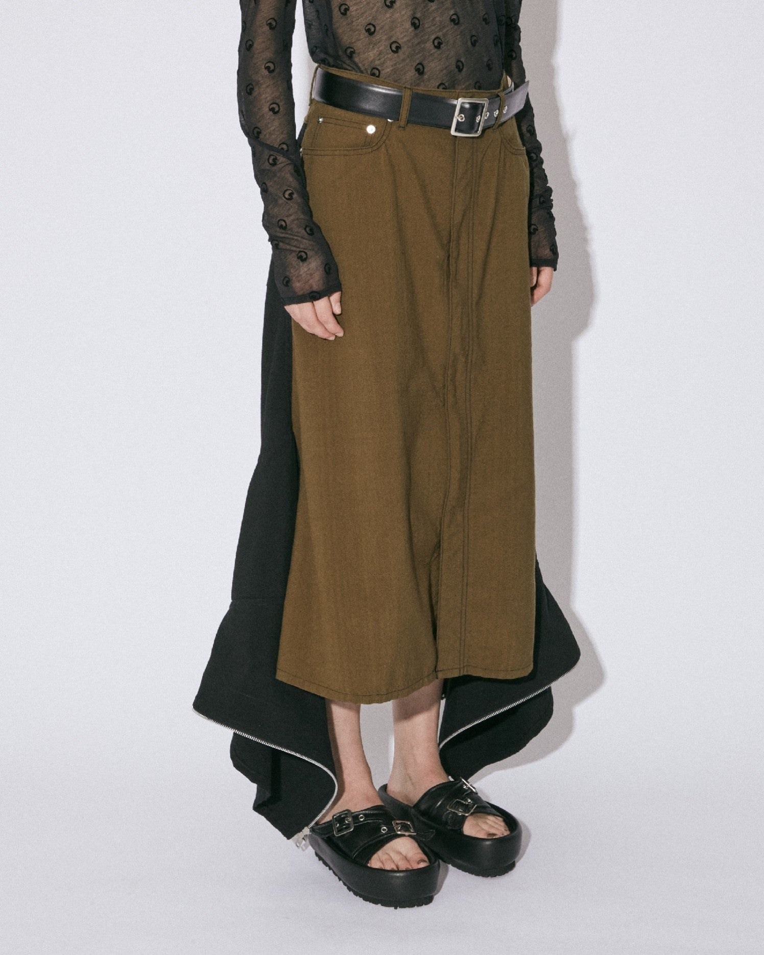 double-end tropical wool flare skirt