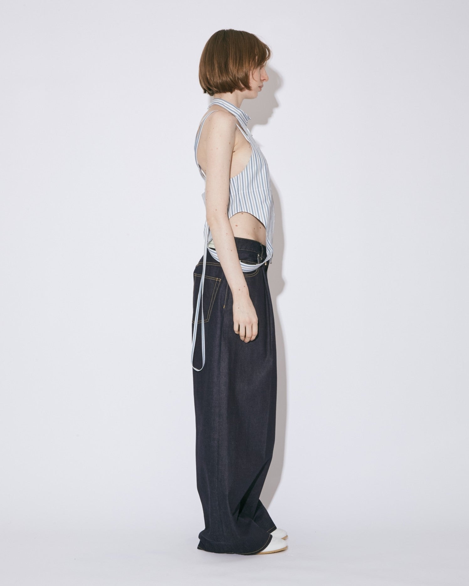 double-end finx stripe bustier top