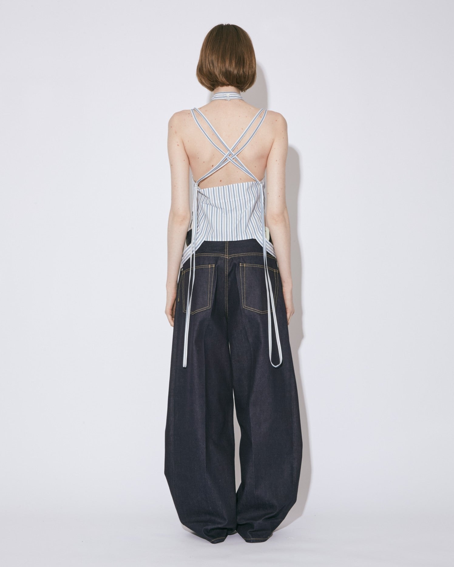 double-end finx stripe bustier top