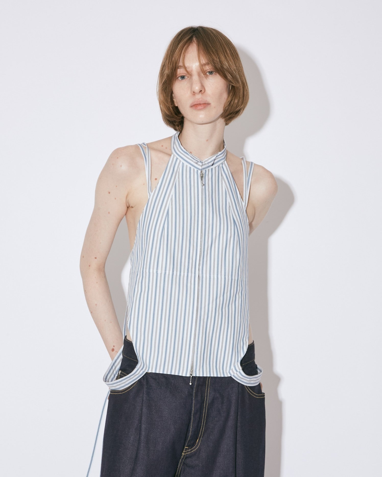 double-end finx stripe bustier top