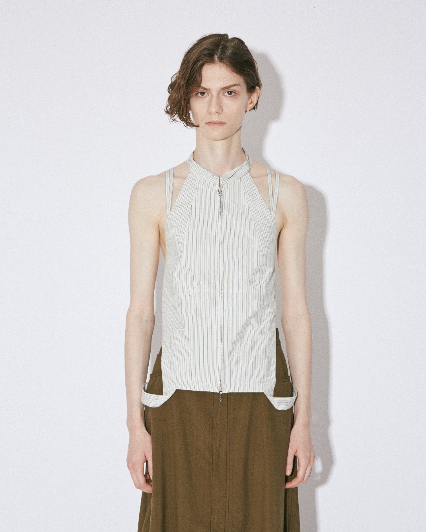 double-end finx stripe bustier top