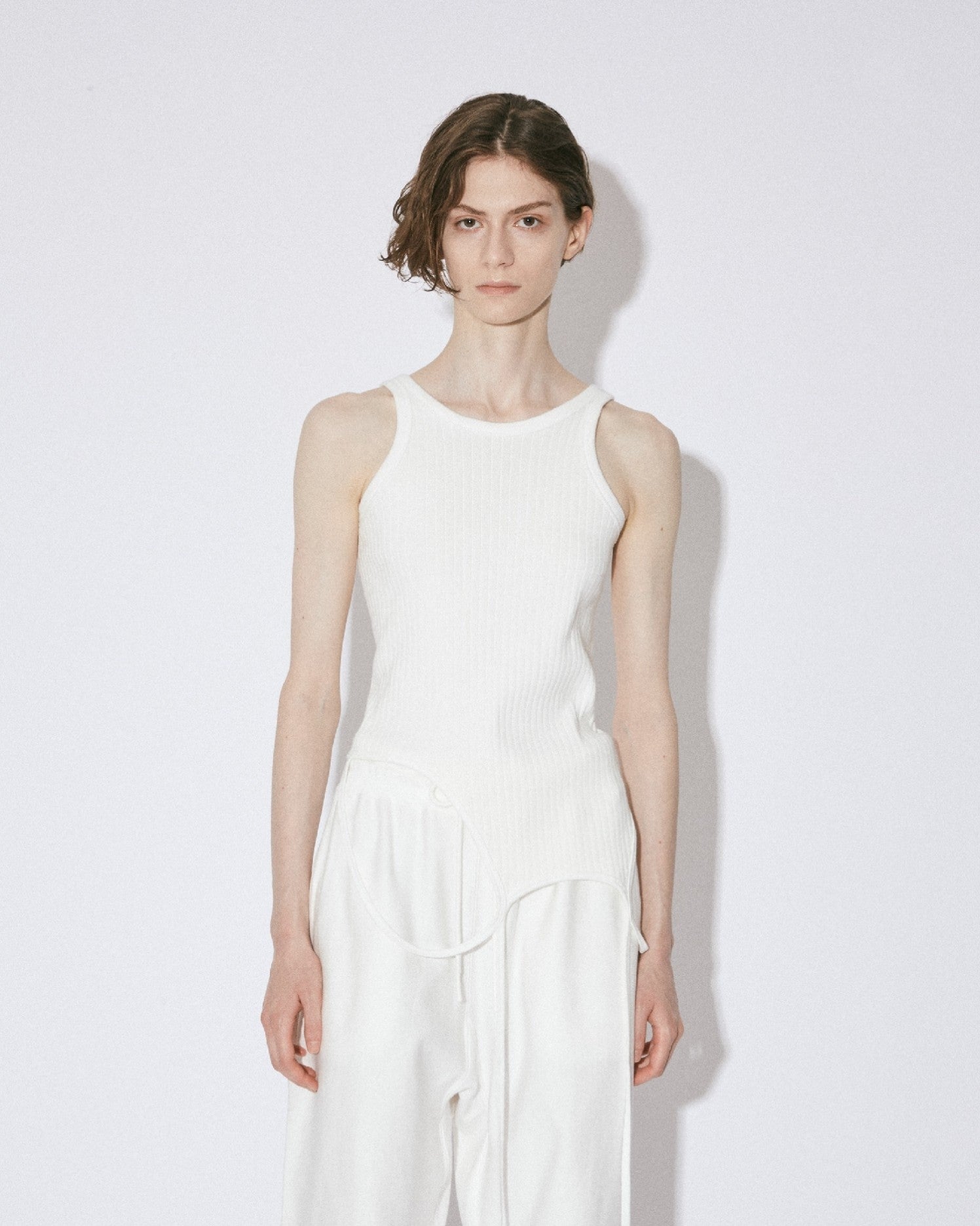 double-end remove needle rib tank top