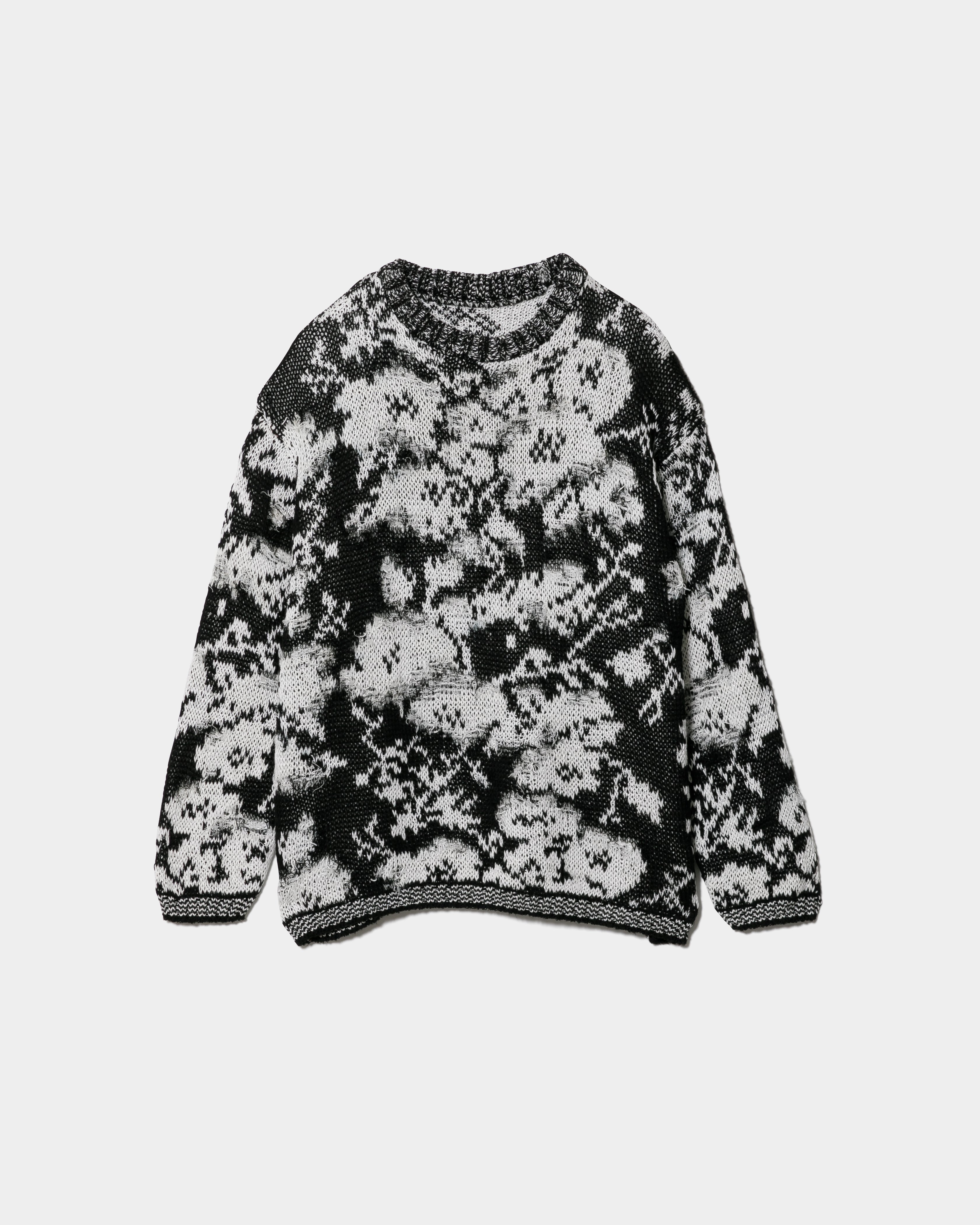 030132● beautiful people mohair jacquard cotton flower damaged jacquard pullover – beautiful people online