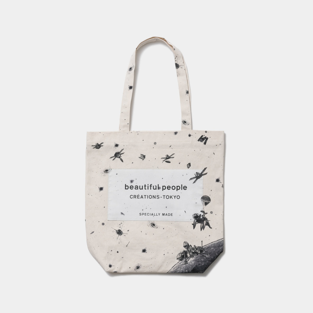 seasonal print name tag tote – beautiful people online store