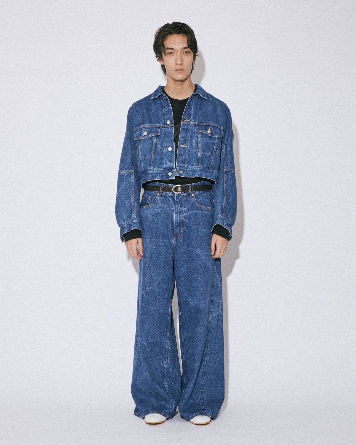selvedge denim loose wide pants