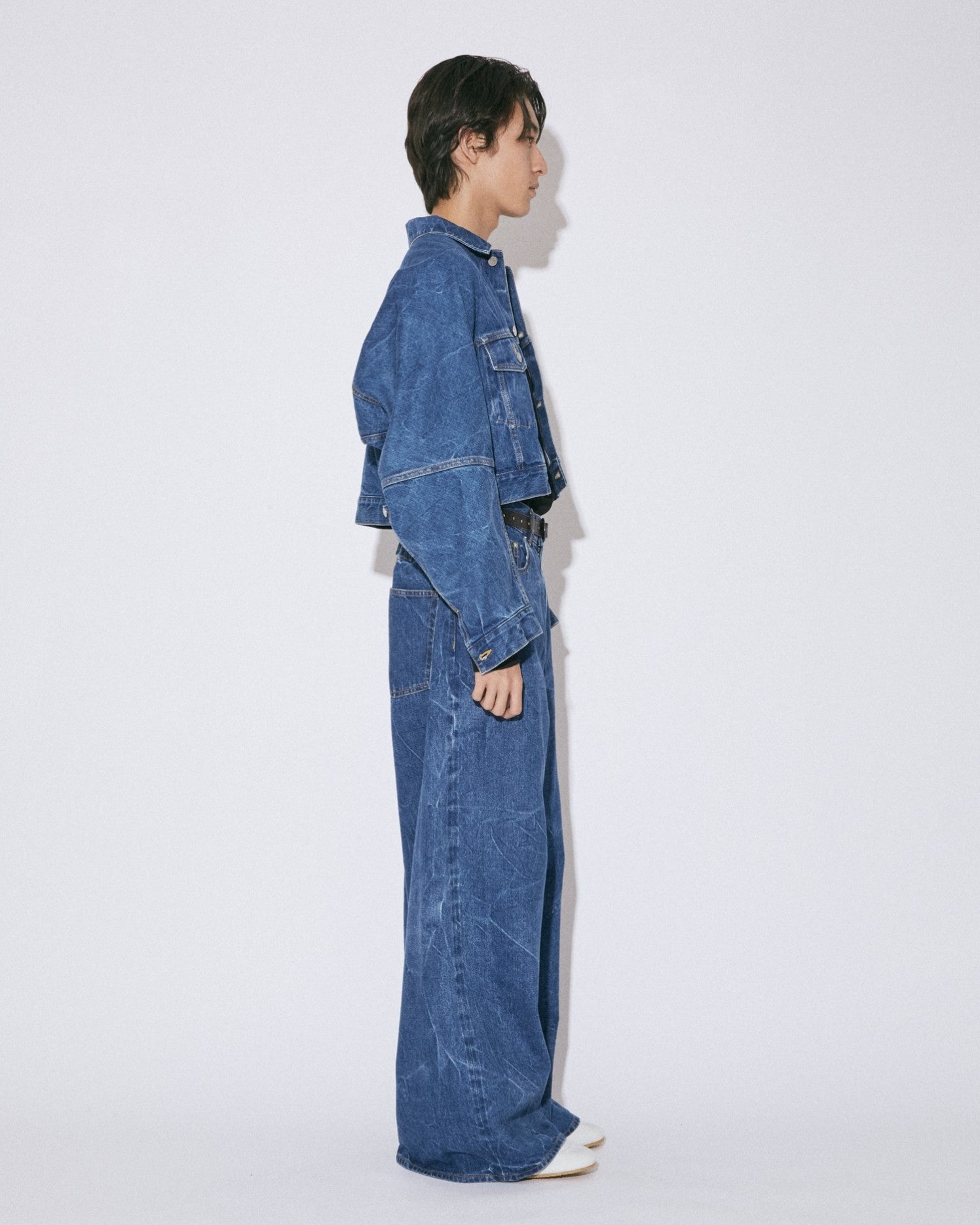 selvedge denim loose wide pants