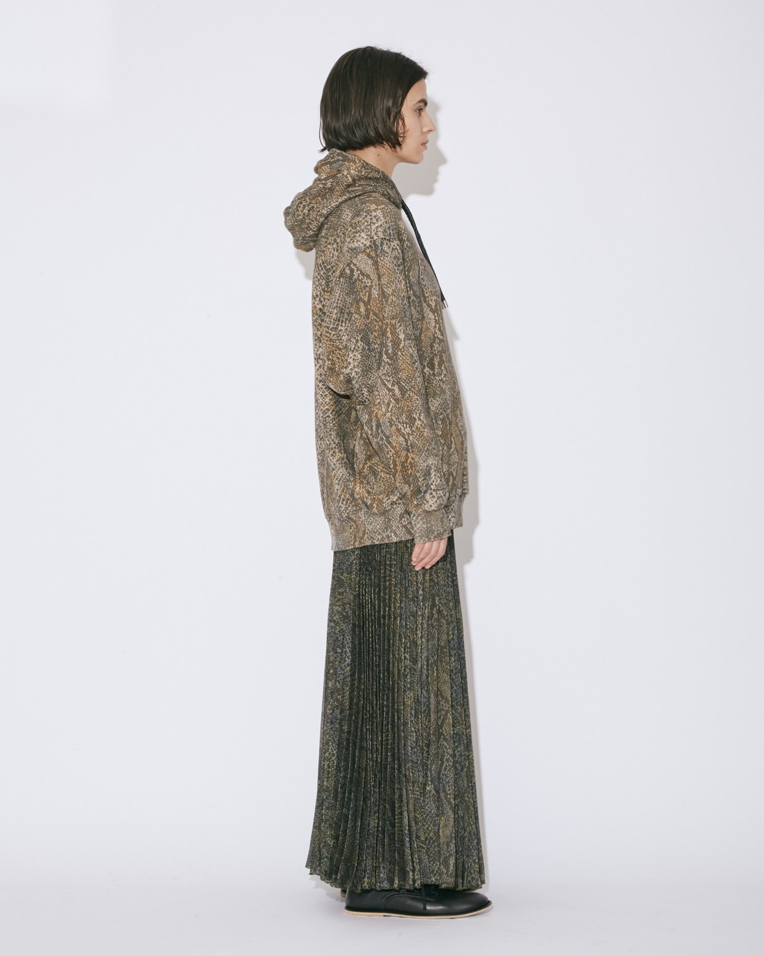 python print chiffon  pleats skirt