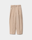linen pinstripe 3tuck semiwide pants