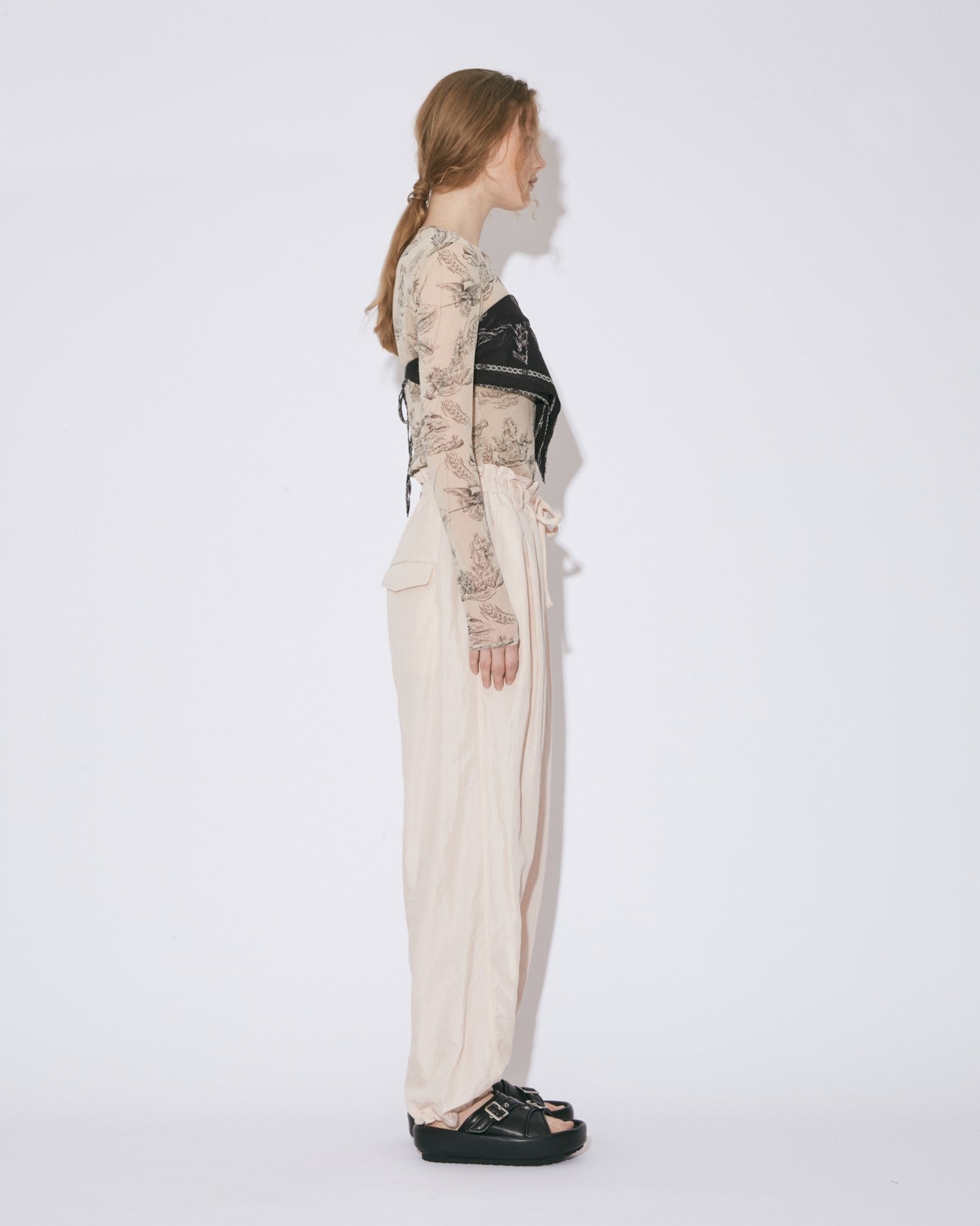 lyocell ramie cloth  curved pants