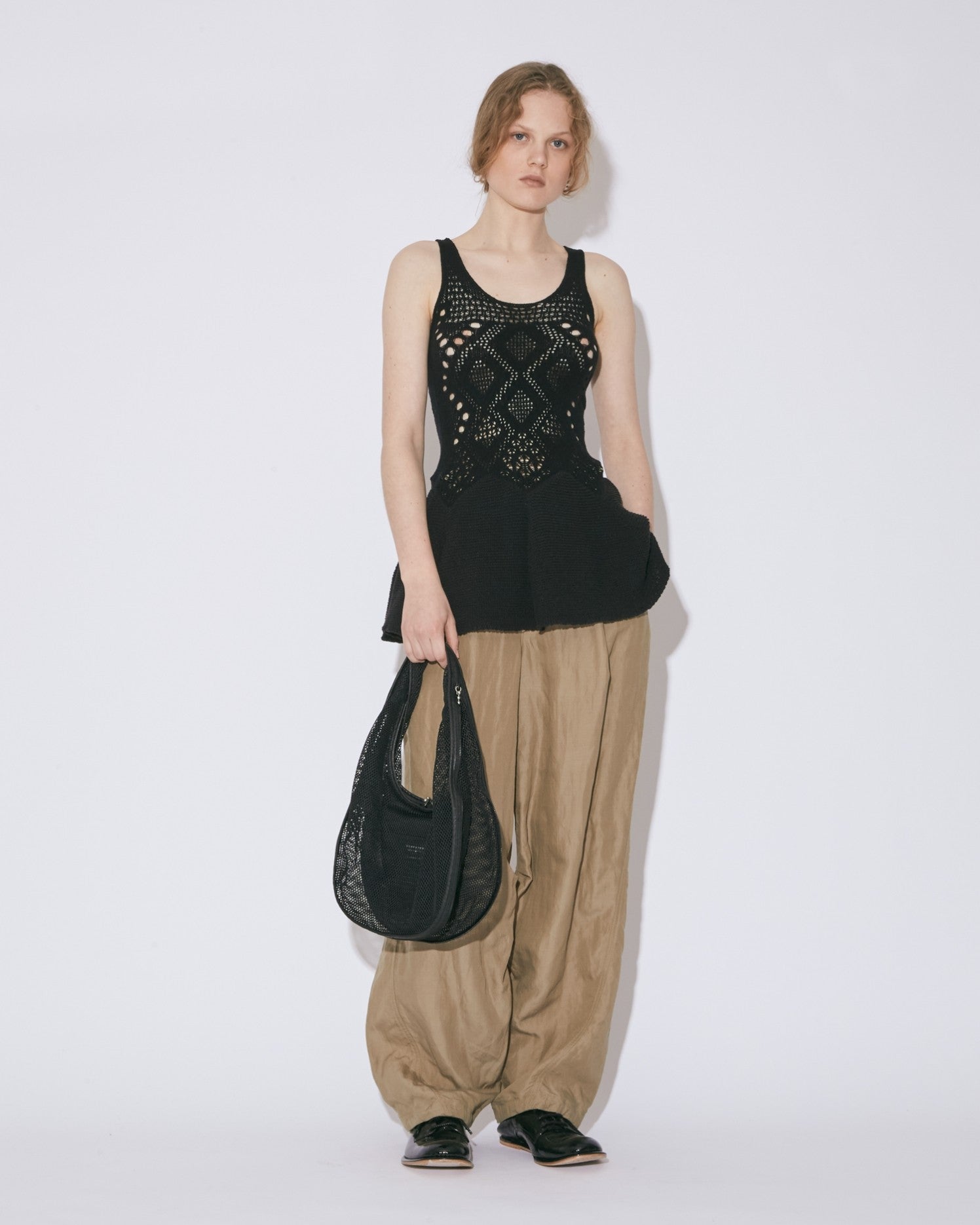 stretchy lace knitted  tunic top