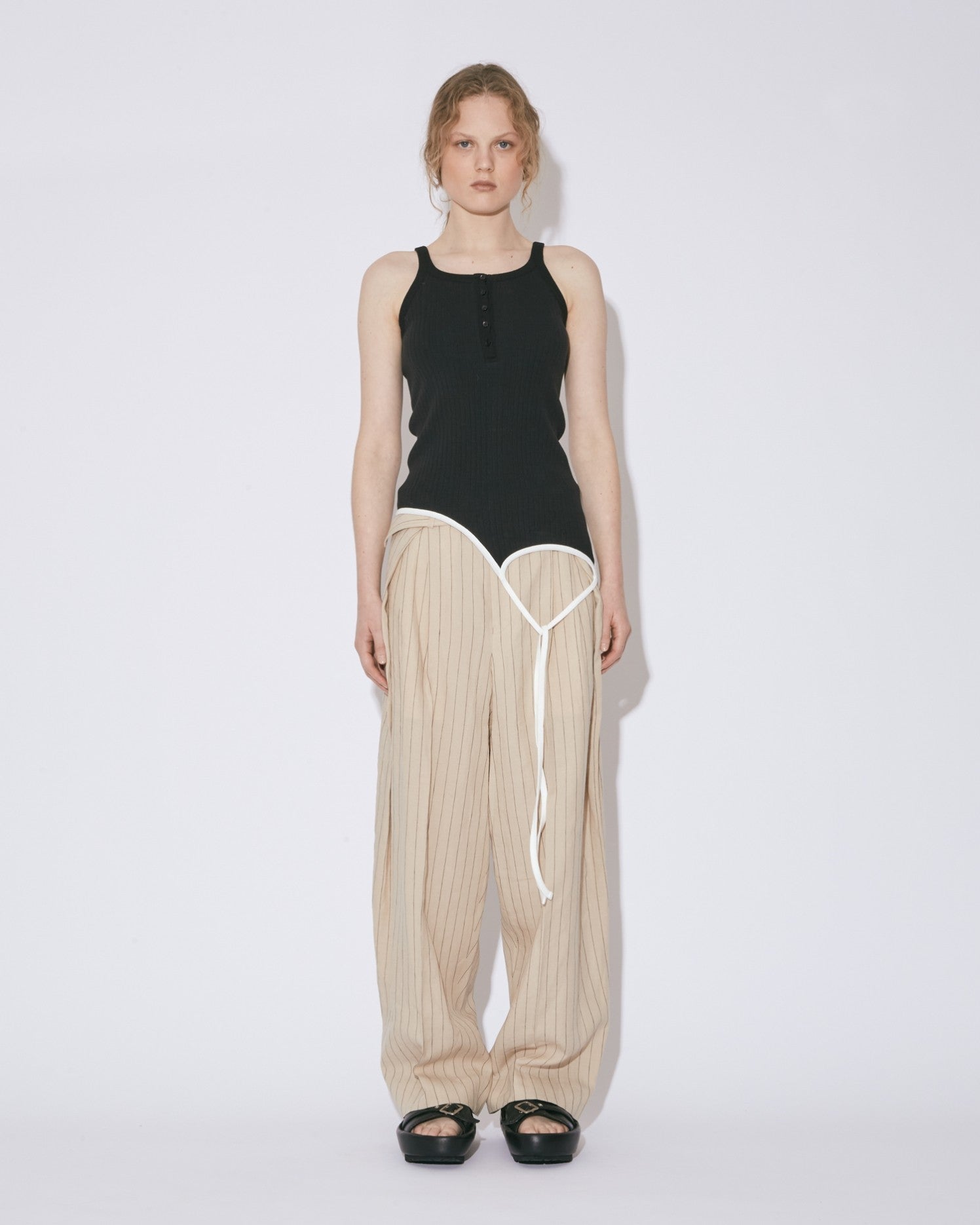 double-end remove needle rib tank top