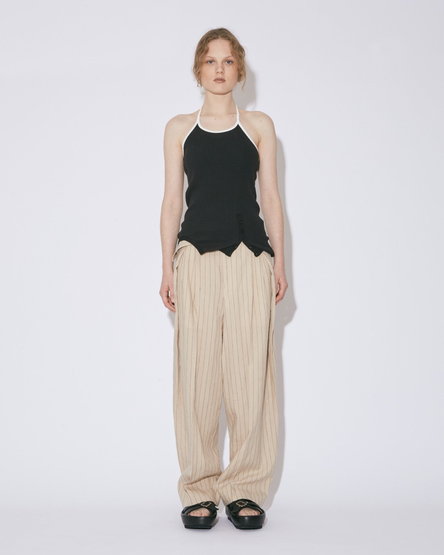 double-end remove needle rib tank top