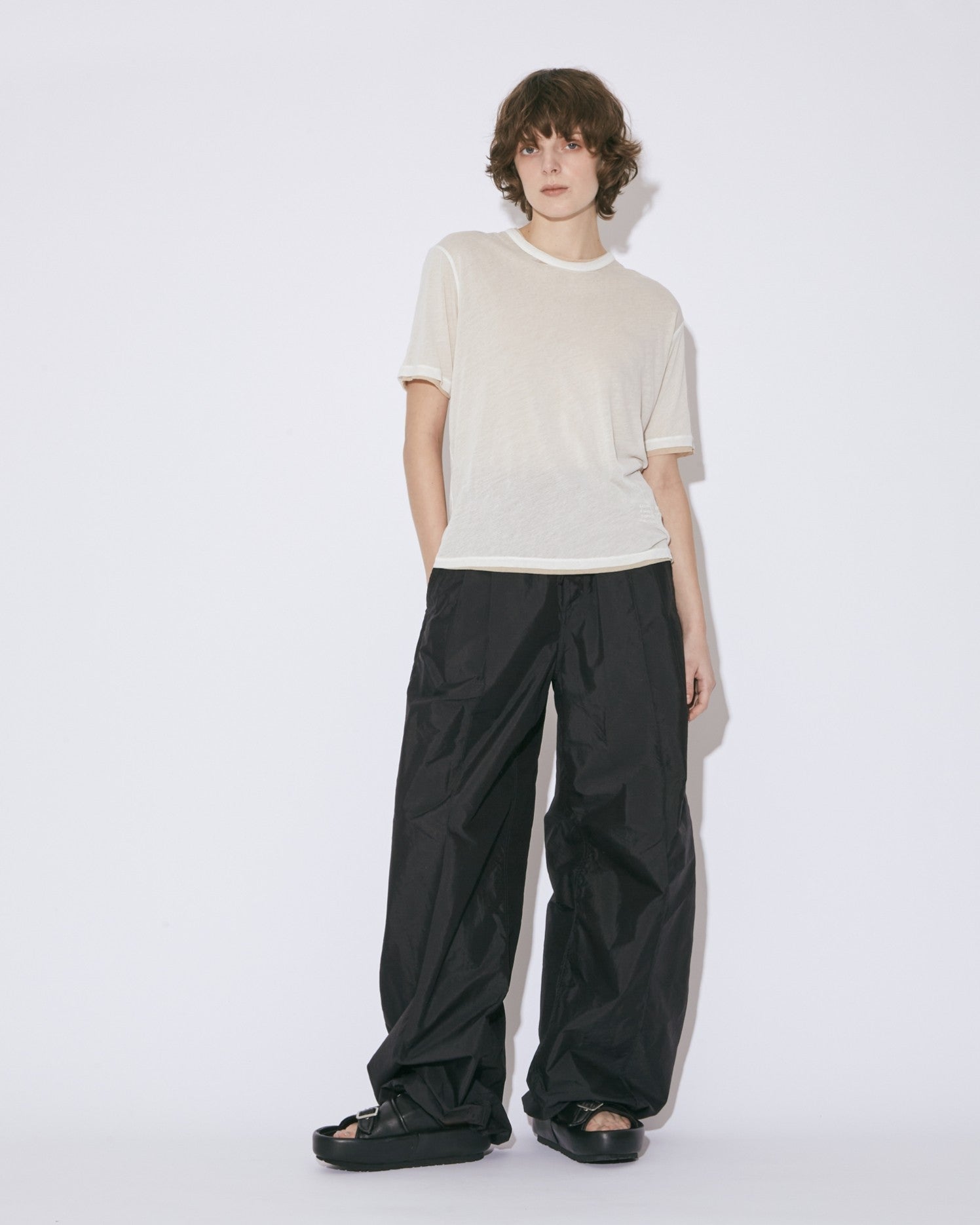 cotton nylon taffeta  wide pants