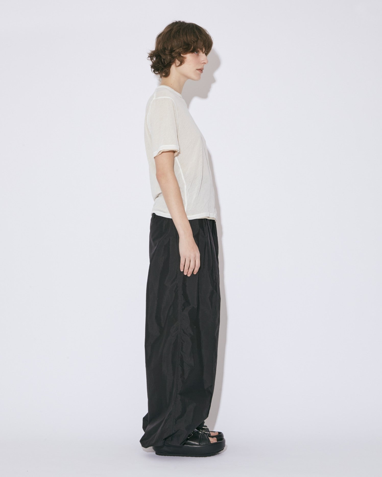 cotton nylon taffeta  wide pants