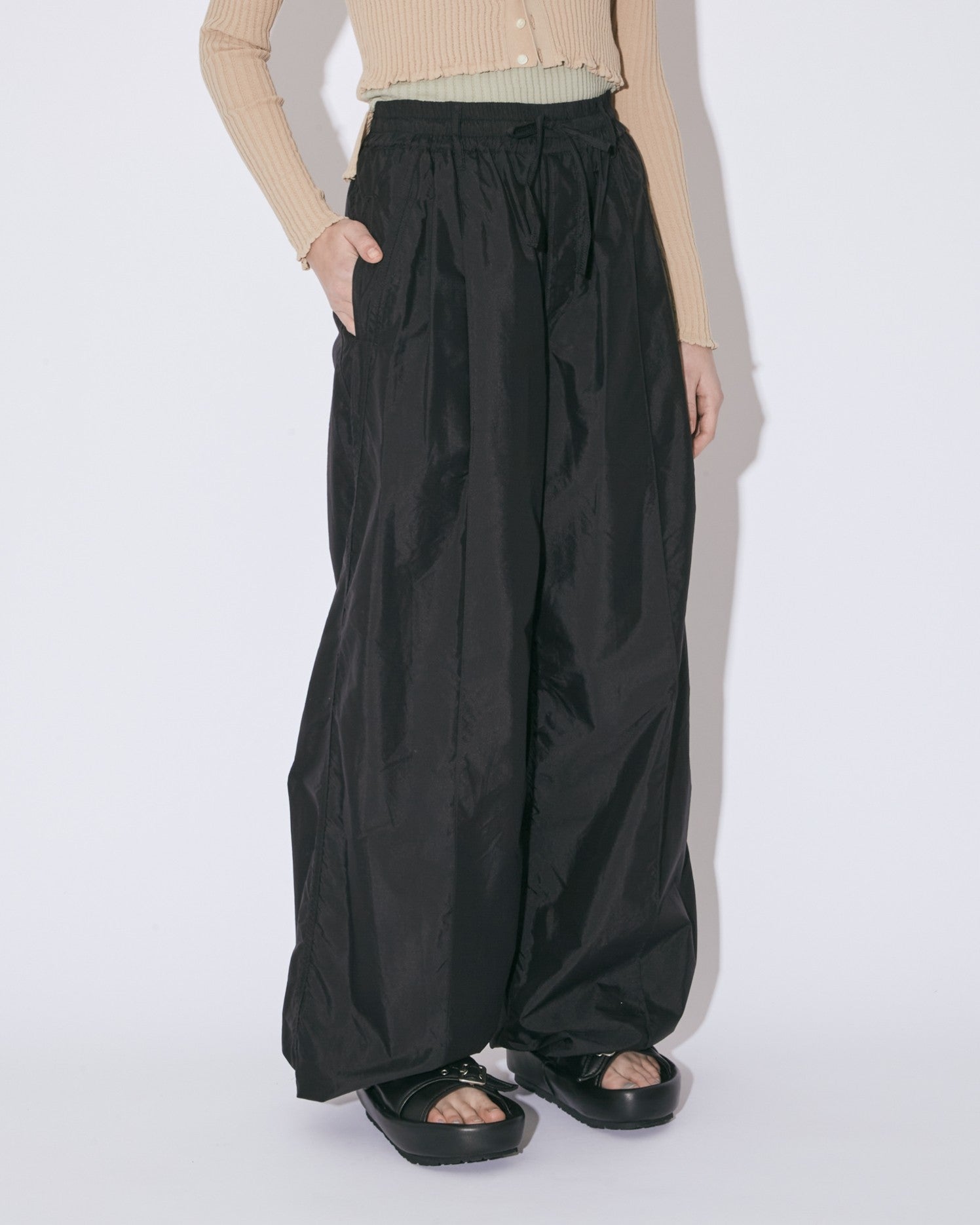 cotton nylon taffeta  wide pants