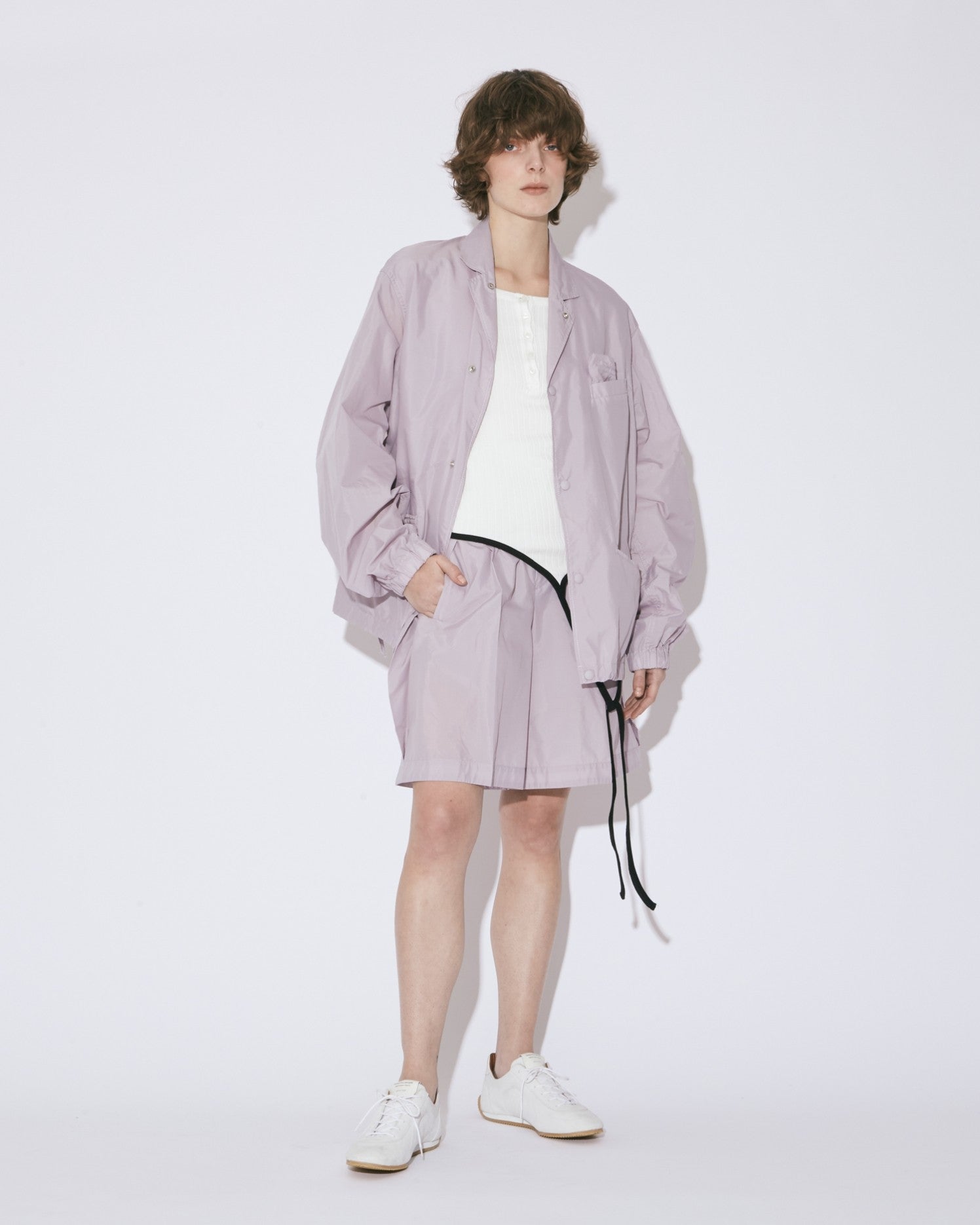cotton nylon taffeta  three tuck shorts