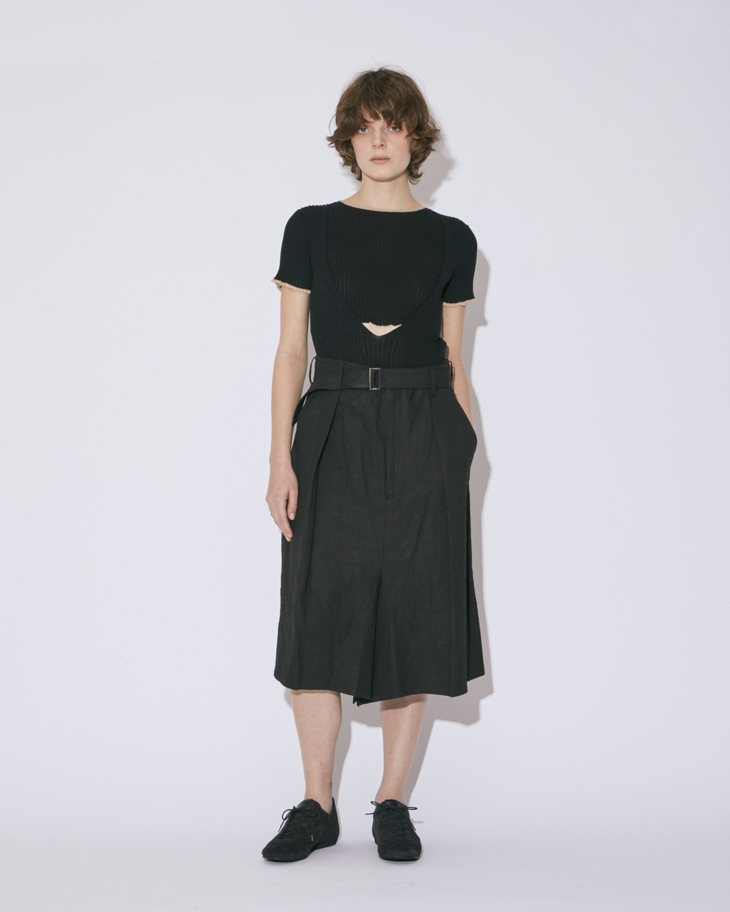 coating linen sarouel short pants