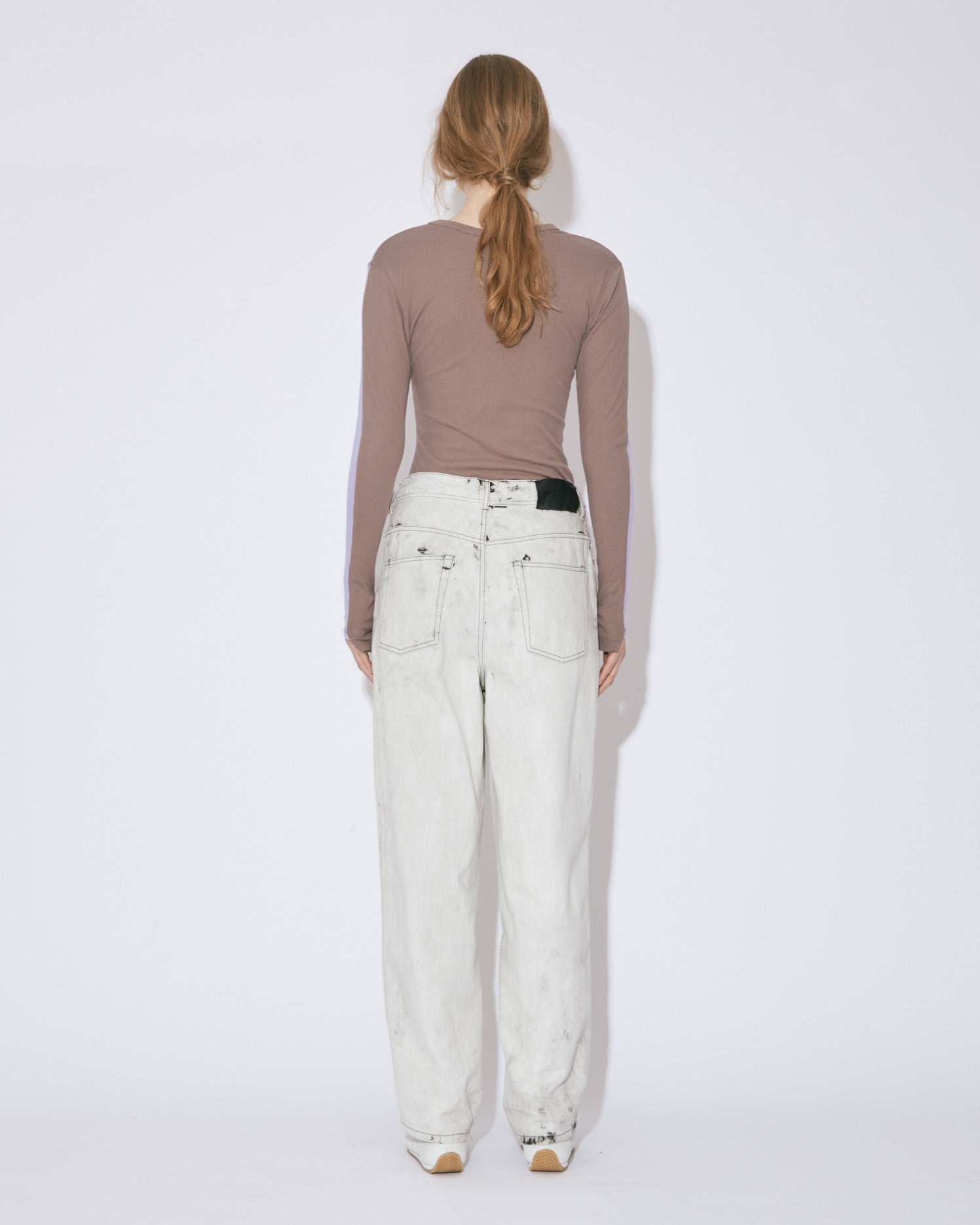 left hand twill  carved  denim pants