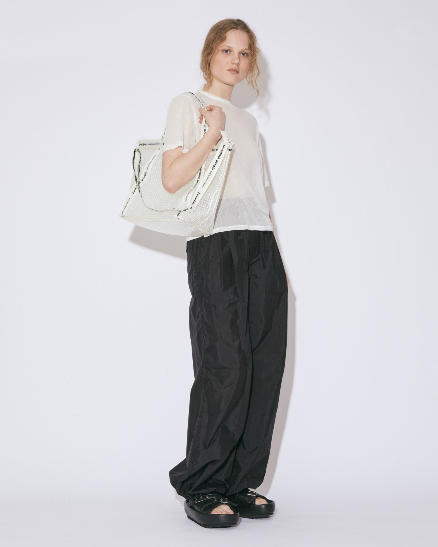 【beautiful people】 PLAID VINYL LOGO TAPE BAG L plaid vinyl logo tape bag L – beautiful people online store