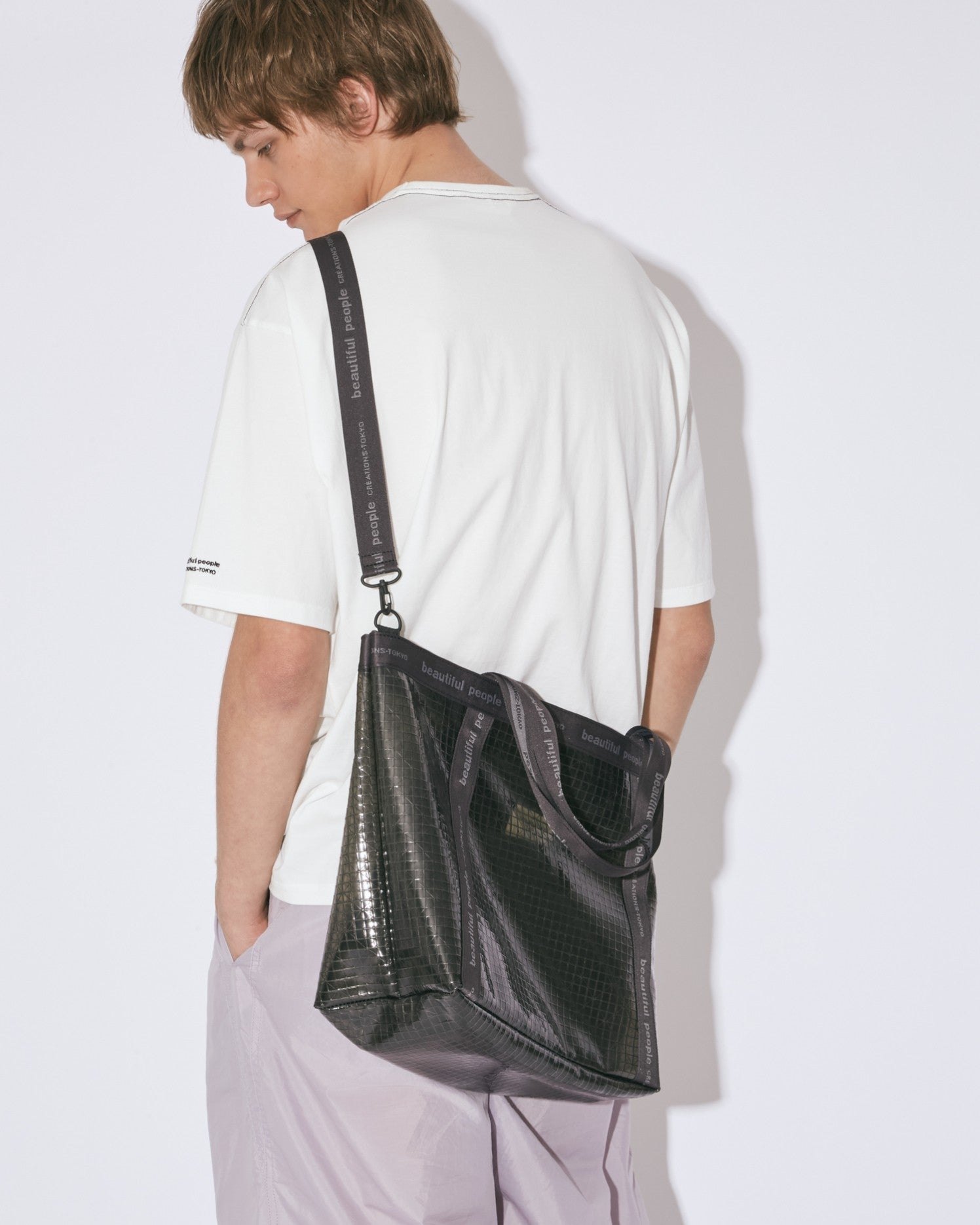 【beautiful people】 PLAID VINYL LOGO TAPE BAG L plaid vinyl logo tape bag L – beautiful people online store