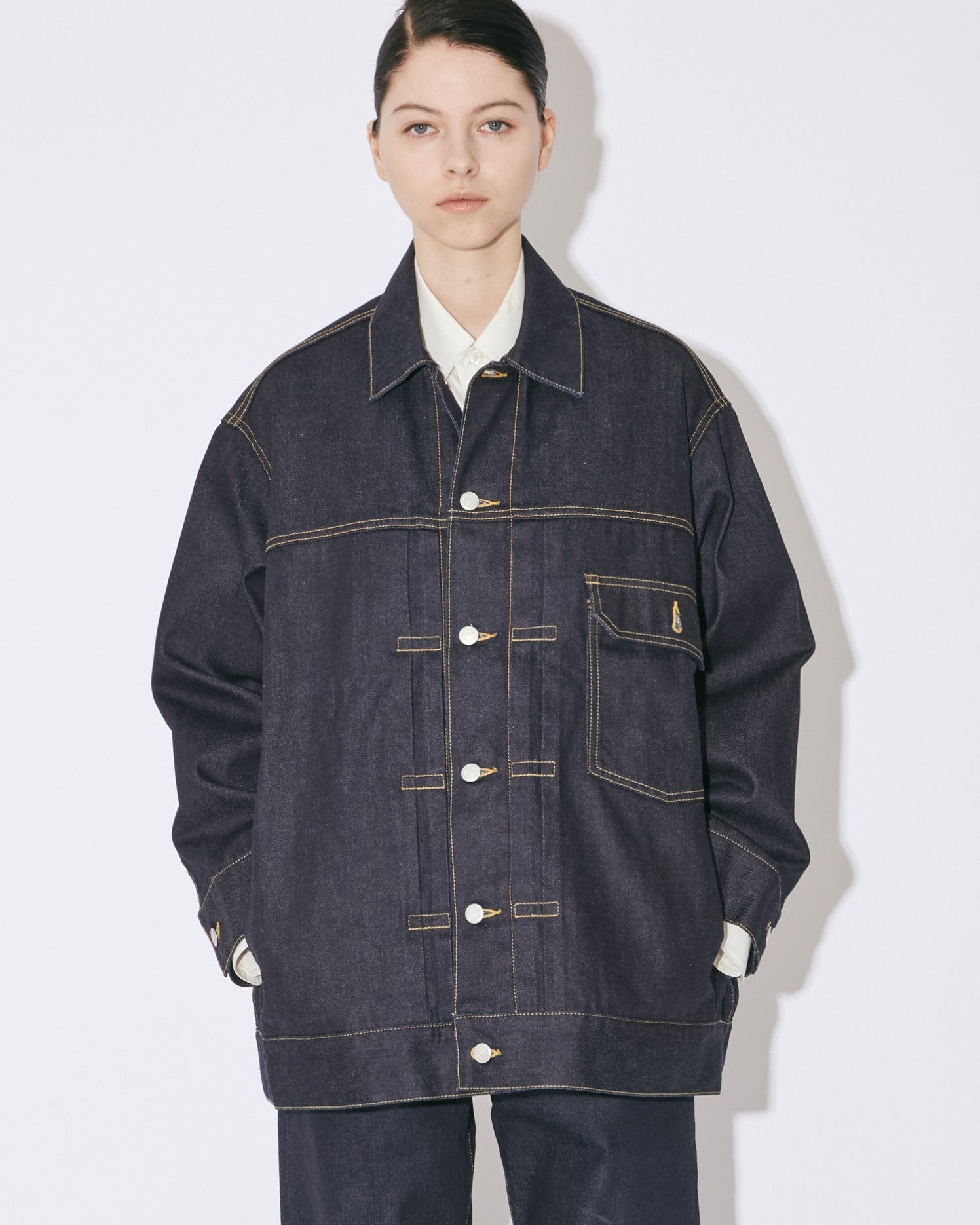 【renew】 selvedge denim big blouson