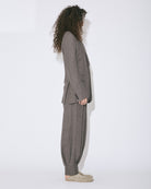 wool linen tweed S1B bias Vshaped jacket