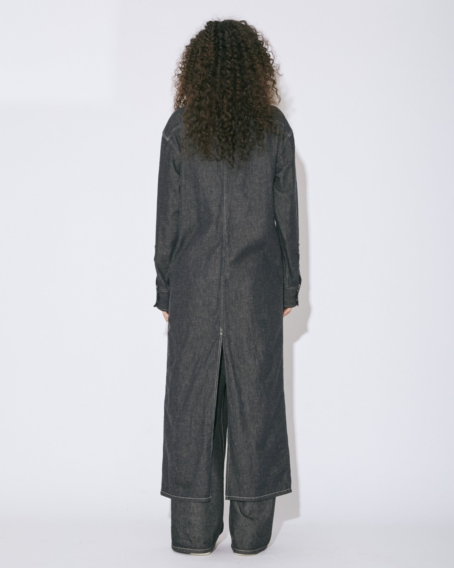 dungaree denim Vshaped shirt dress