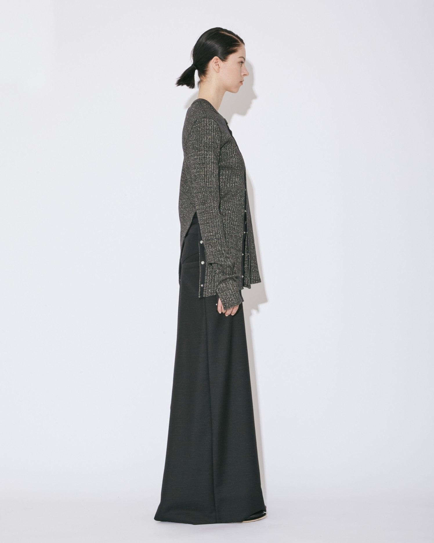 fade dye lame jersey  bias cardigan