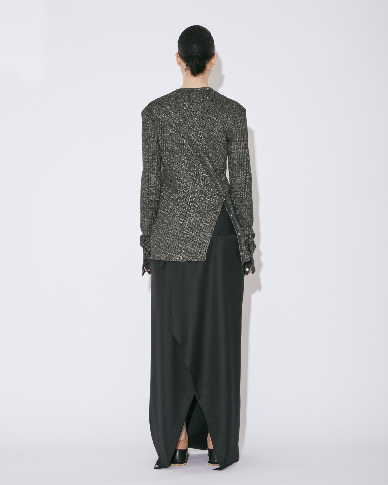 fade dye lame jersey  bias cardigan