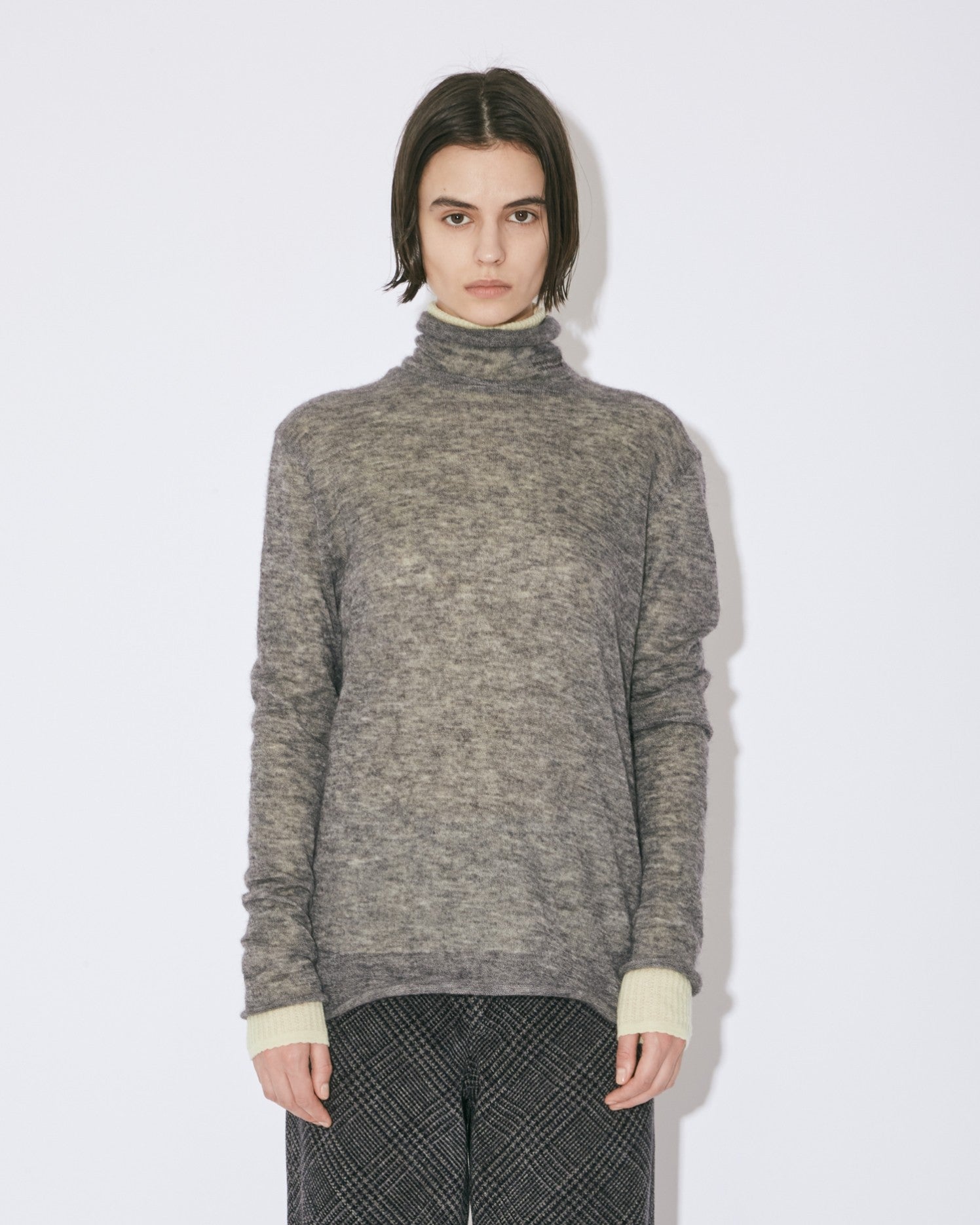 soft mohair Jersey turtle neck top