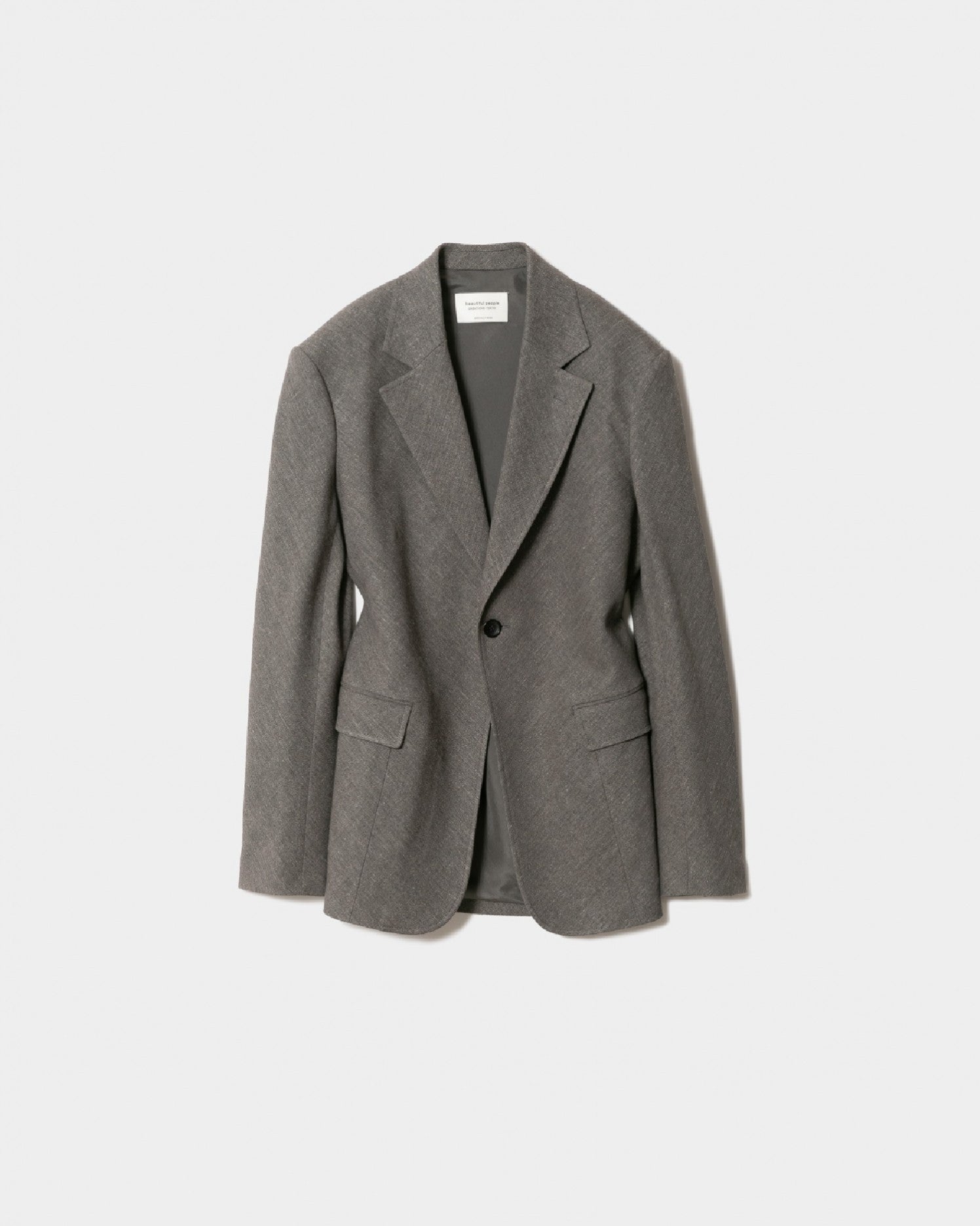 wool linen tweed S1B bias Vshaped jacket