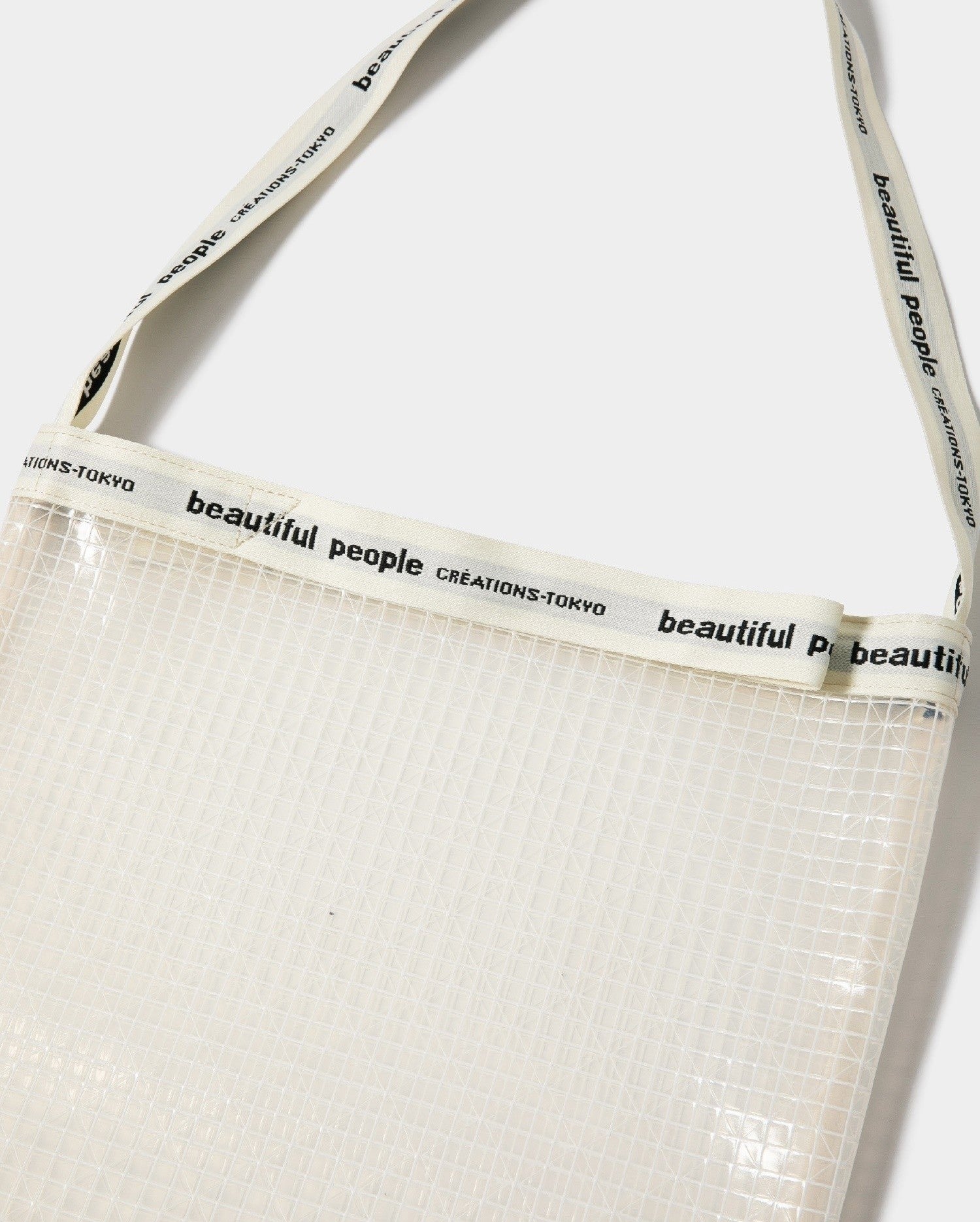 Vinyl logo tape shoulder bag
