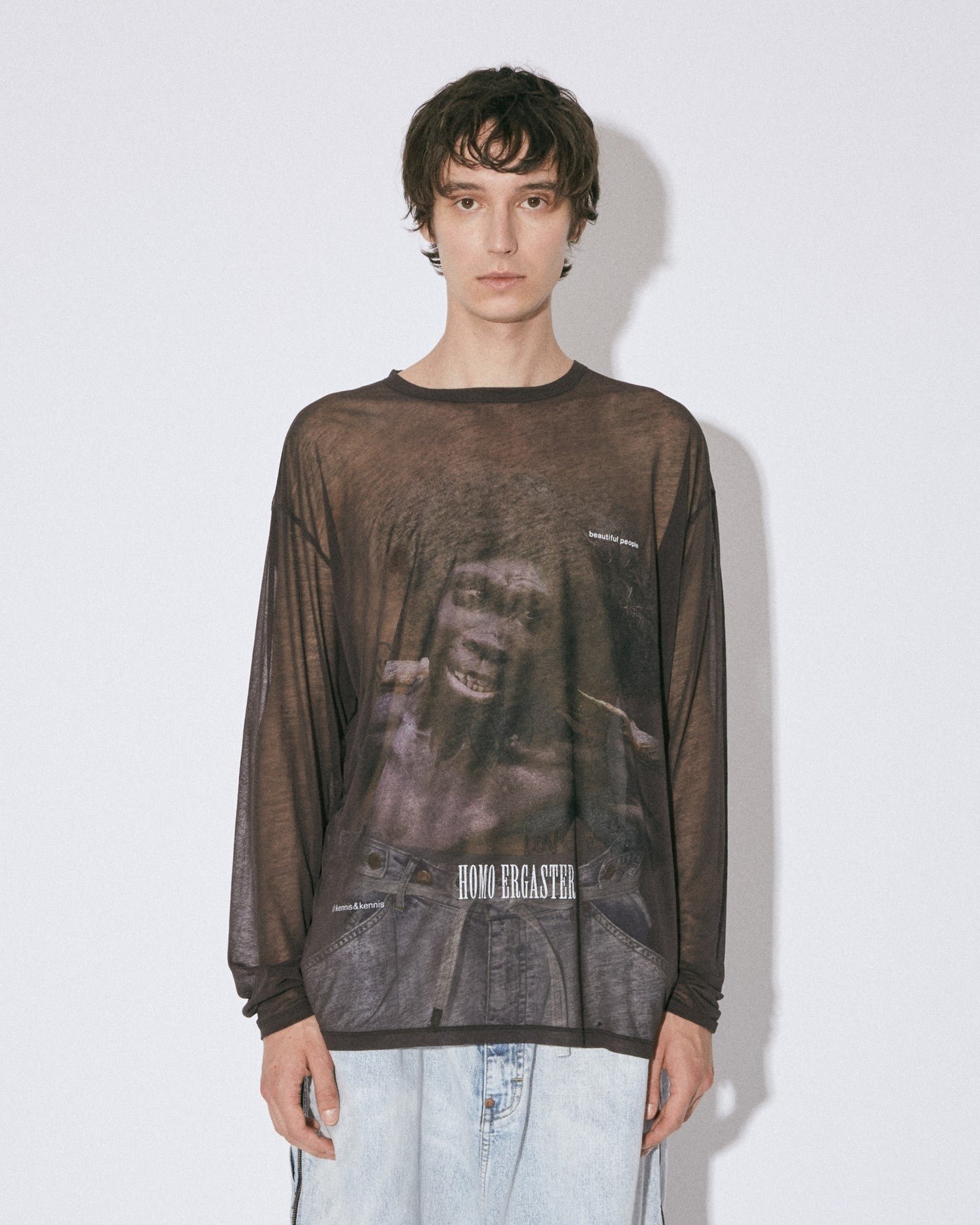 extinct hominin sheer jersey long T